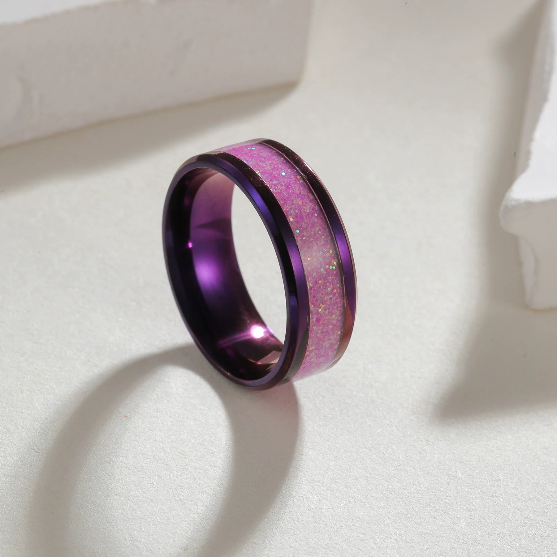 Wholesale Jewelry Titanium Steel Geometric Ring Electroplating