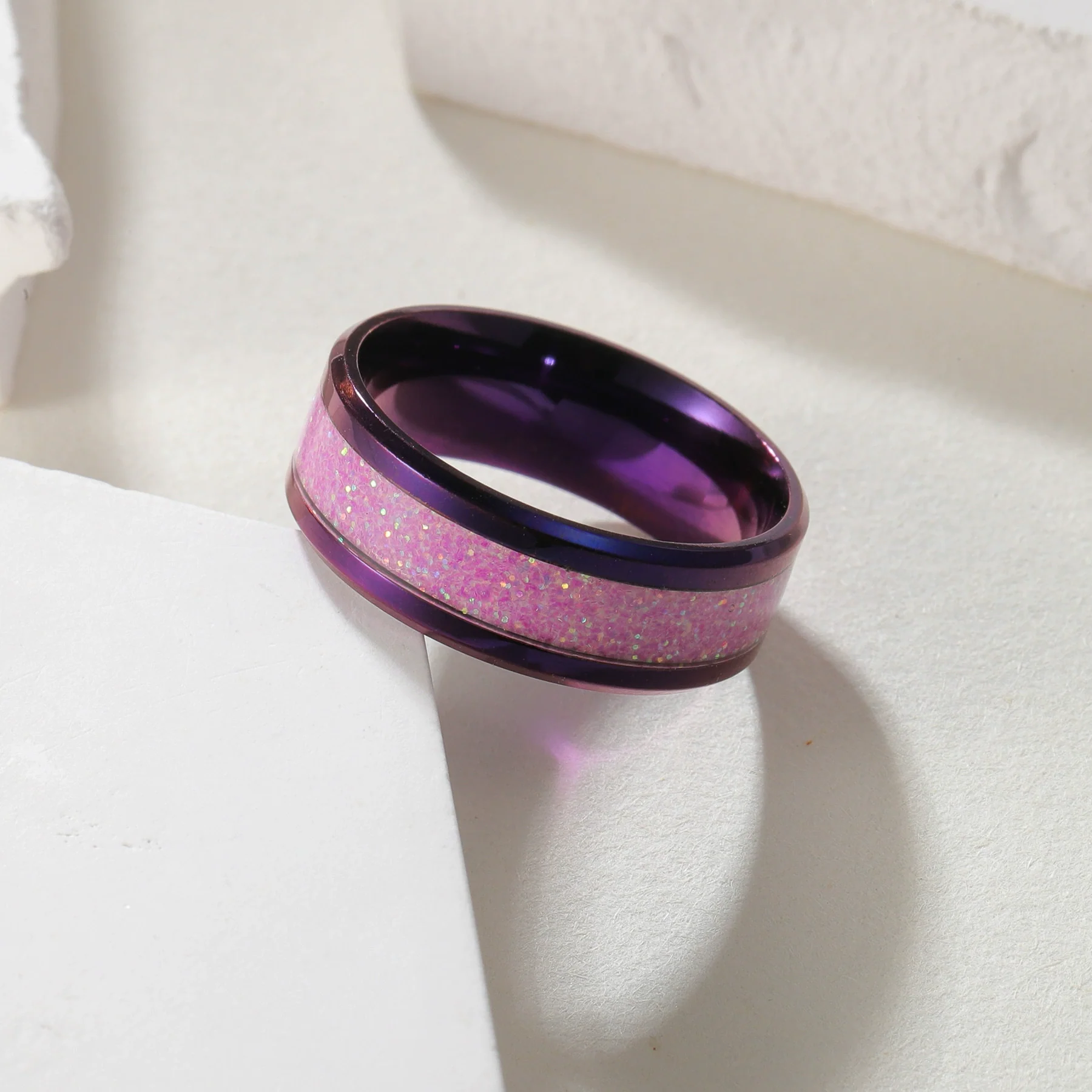 Wholesale Jewelry Titanium Steel Geometric Ring Electroplating - Image 2
