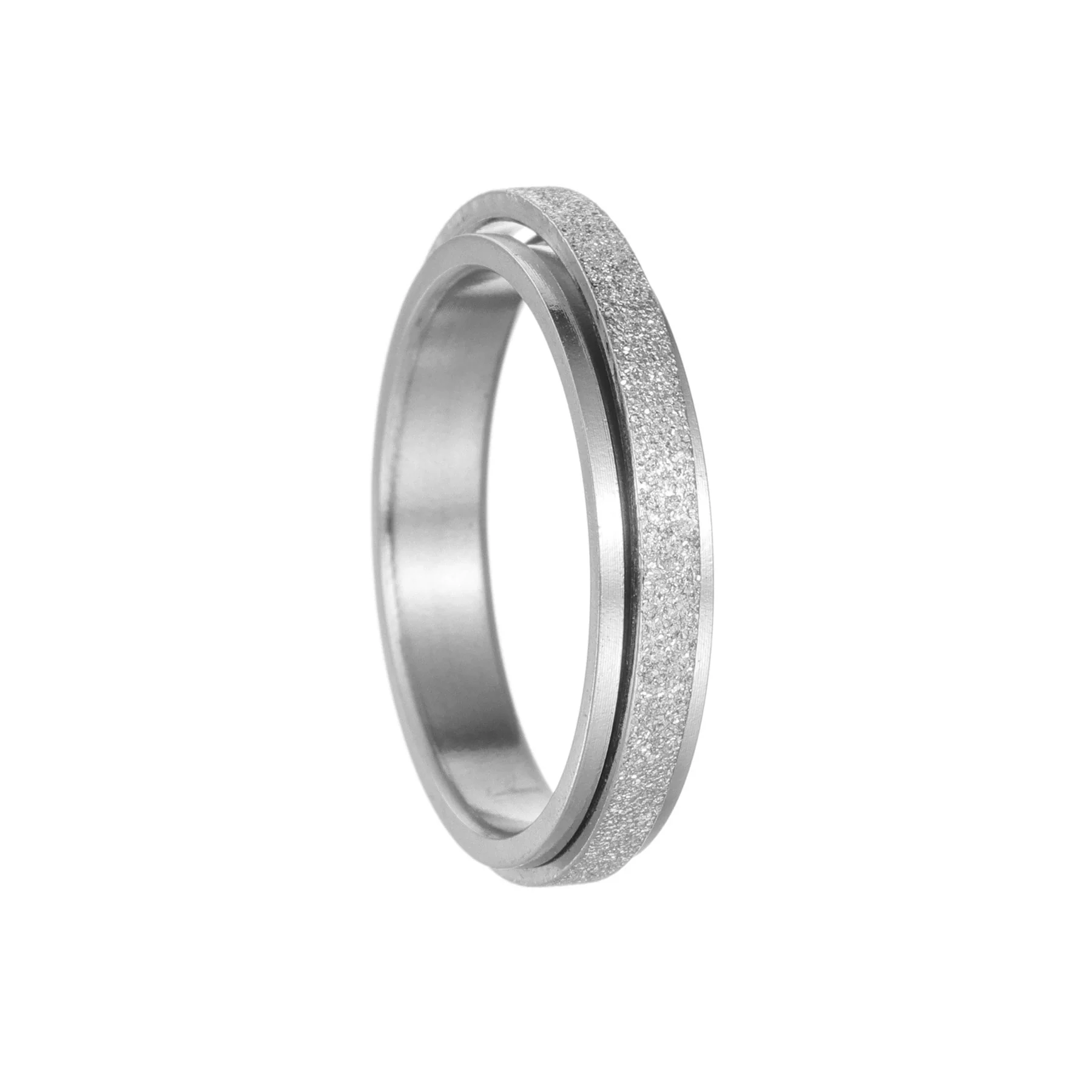 Wholesale Jewelry Titanium Steel Geometric Rotatable Couple's Frosted Ring Electroplated - Image 9
