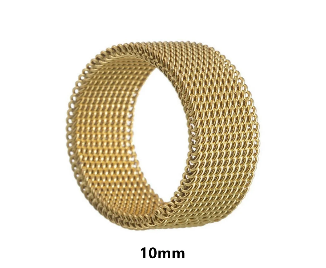 Wholesale Jewelry Titanium Steel Geometric Woven Mesh Deformation Ring Electroplated - Image 13