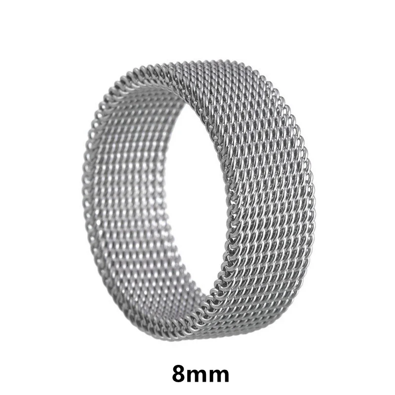 Wholesale Jewelry Titanium Steel Geometric Woven Mesh Deformation Ring Electroplated - Image 6