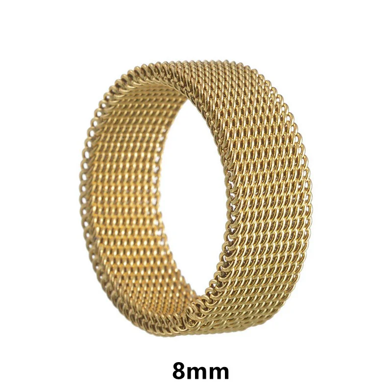 Wholesale Jewelry Titanium Steel Geometric Woven Mesh Deformation Ring Electroplated - Image 8