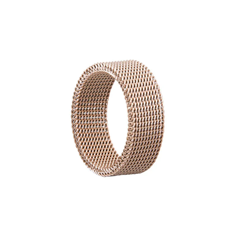 Wholesale Jewelry Titanium Steel Geometric Woven Mesh Deformation Ring Electroplated - Image 9