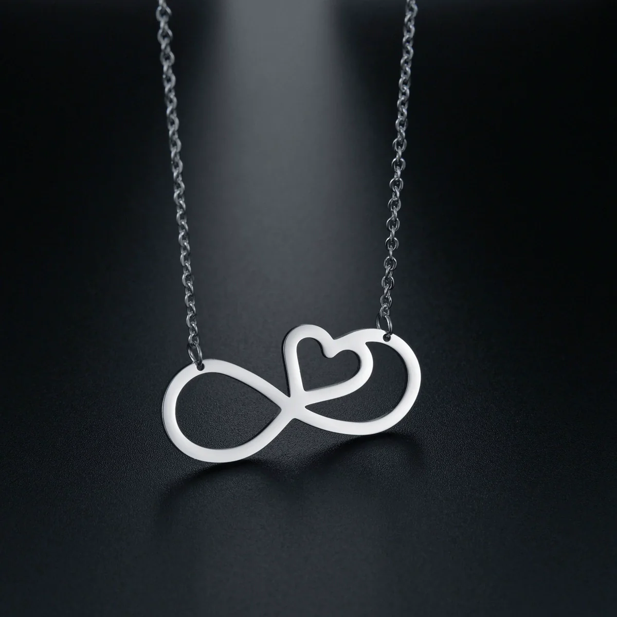 Wholesale Jewelry Titanium Steel Heartshaped Butterfly Knot Necklace For Women With Polishing Plasma Treatment - Image 3