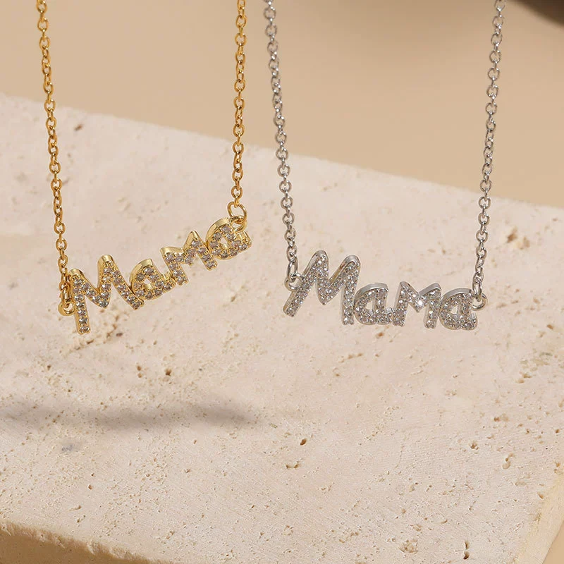 Wholesale Jewelry Titanium Steel Letter Zircon Pendant Necklace Simple Light Luxury Geometric Ochain 14K Real Gold Plated - Image 2