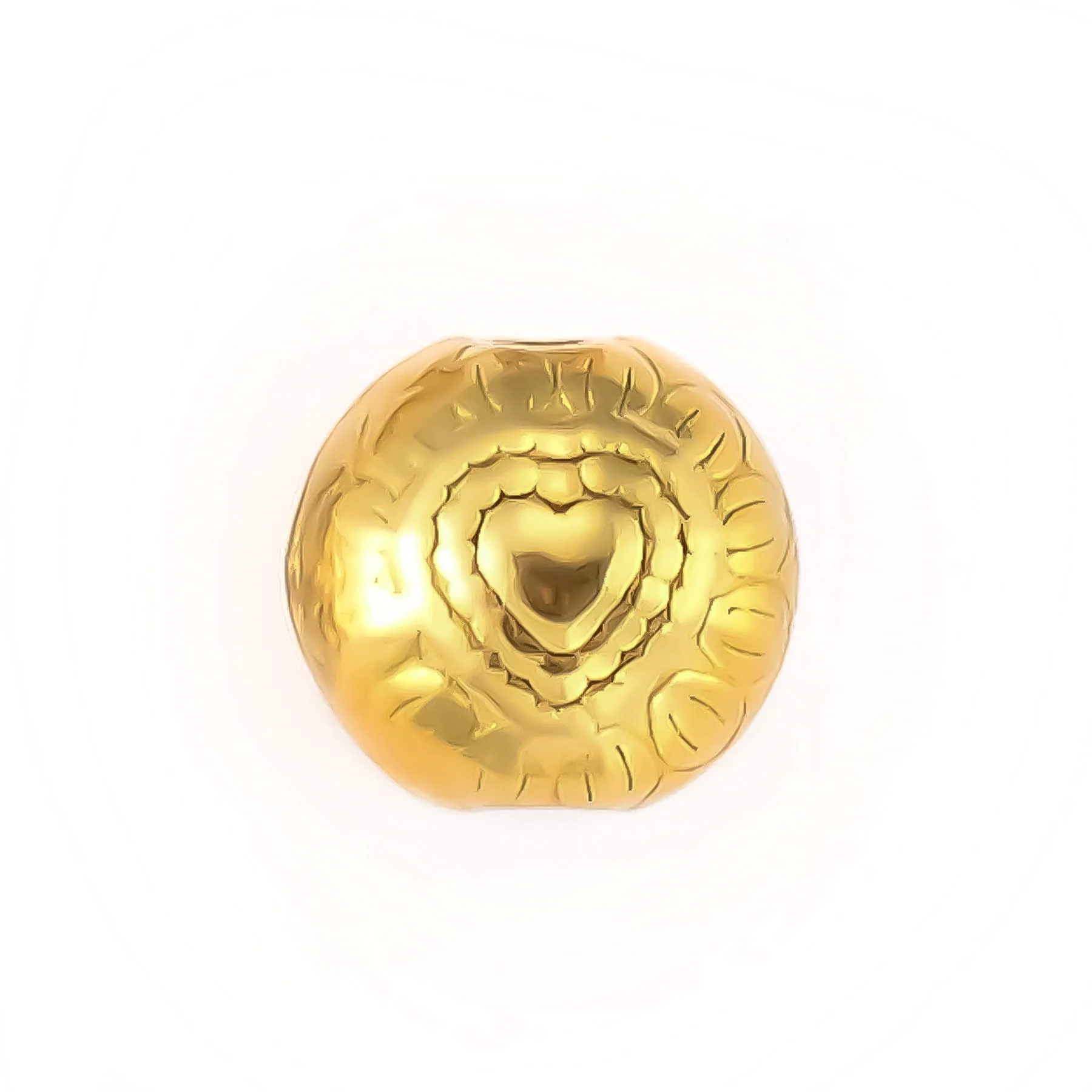 Wholesale Jewelry Titanium Steel Loose Beads Spacer Beads Love Embossed Perforated Fashion Style Drum Beads With Gold Plating - Image 6