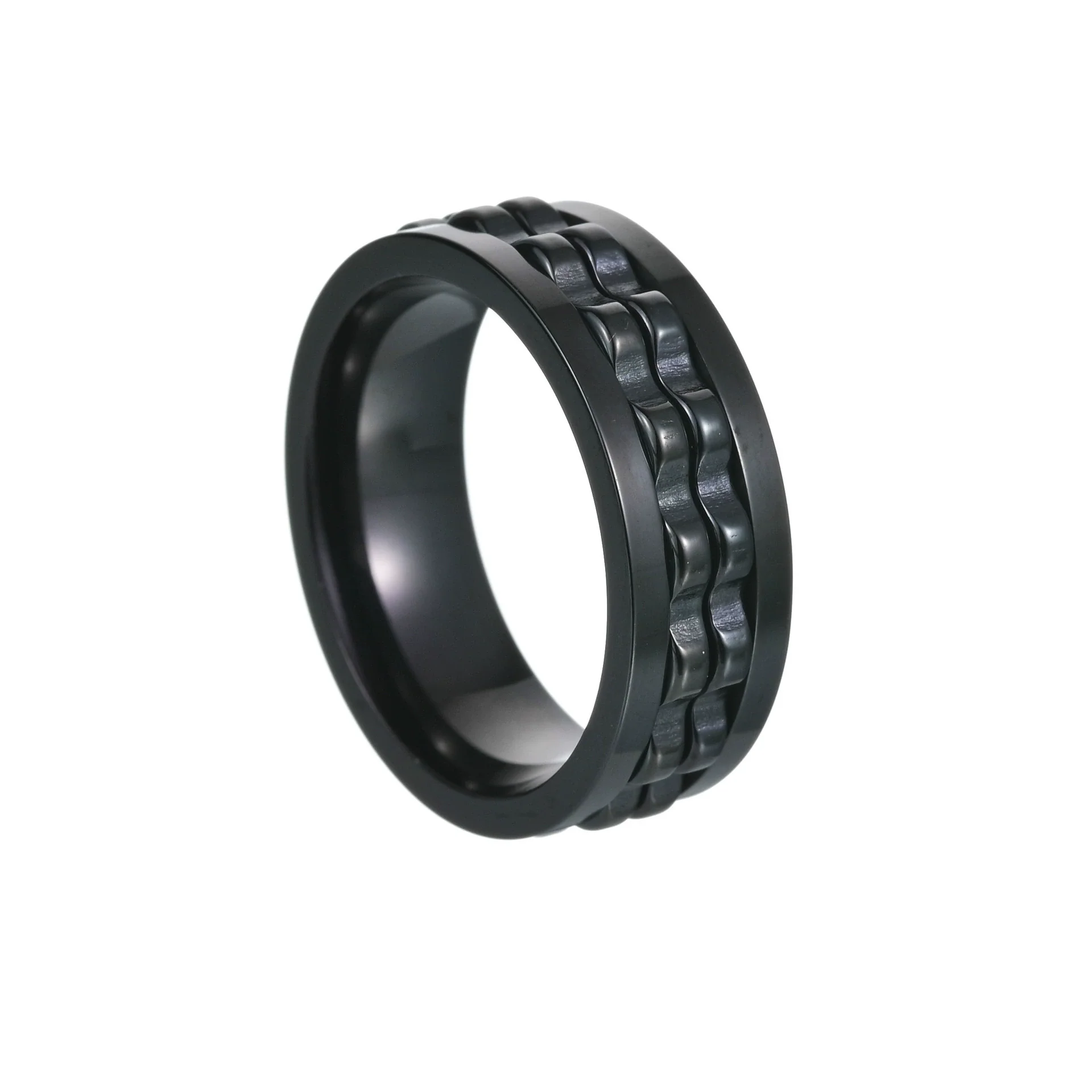 Wholesale Jewelry Titanium Steel Multicolor Geometric Rotation Decompression Unisex Ring Electroplated - Image 10