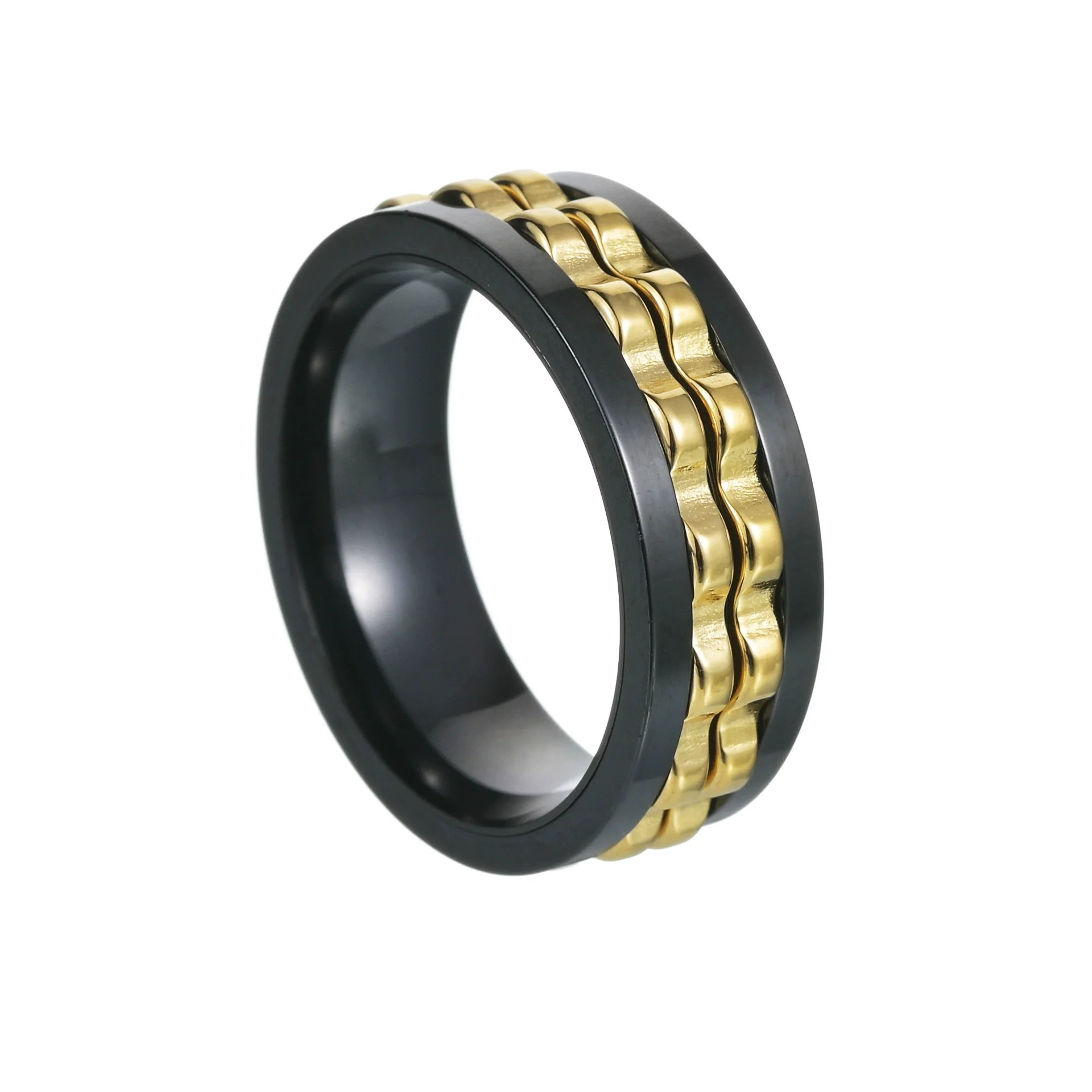 Wholesale Jewelry Titanium Steel Multicolor Geometric Rotation Decompression Unisex Ring Electroplated - Image 11
