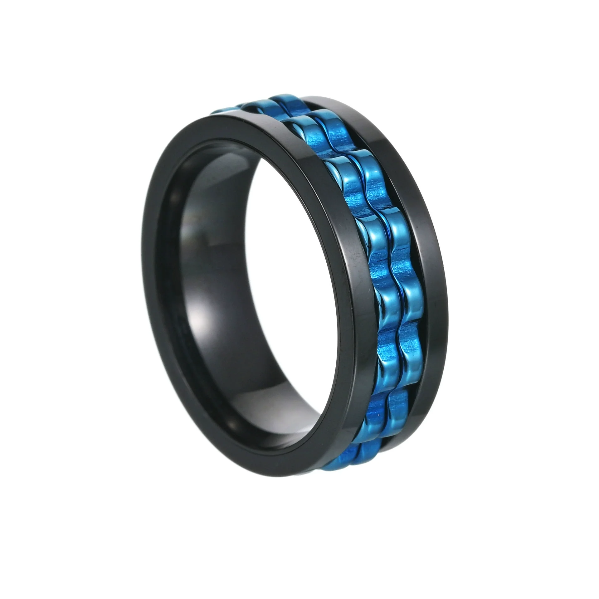 Wholesale Jewelry Titanium Steel Multicolor Geometric Rotation Decompression Unisex Ring Electroplated - Image 12