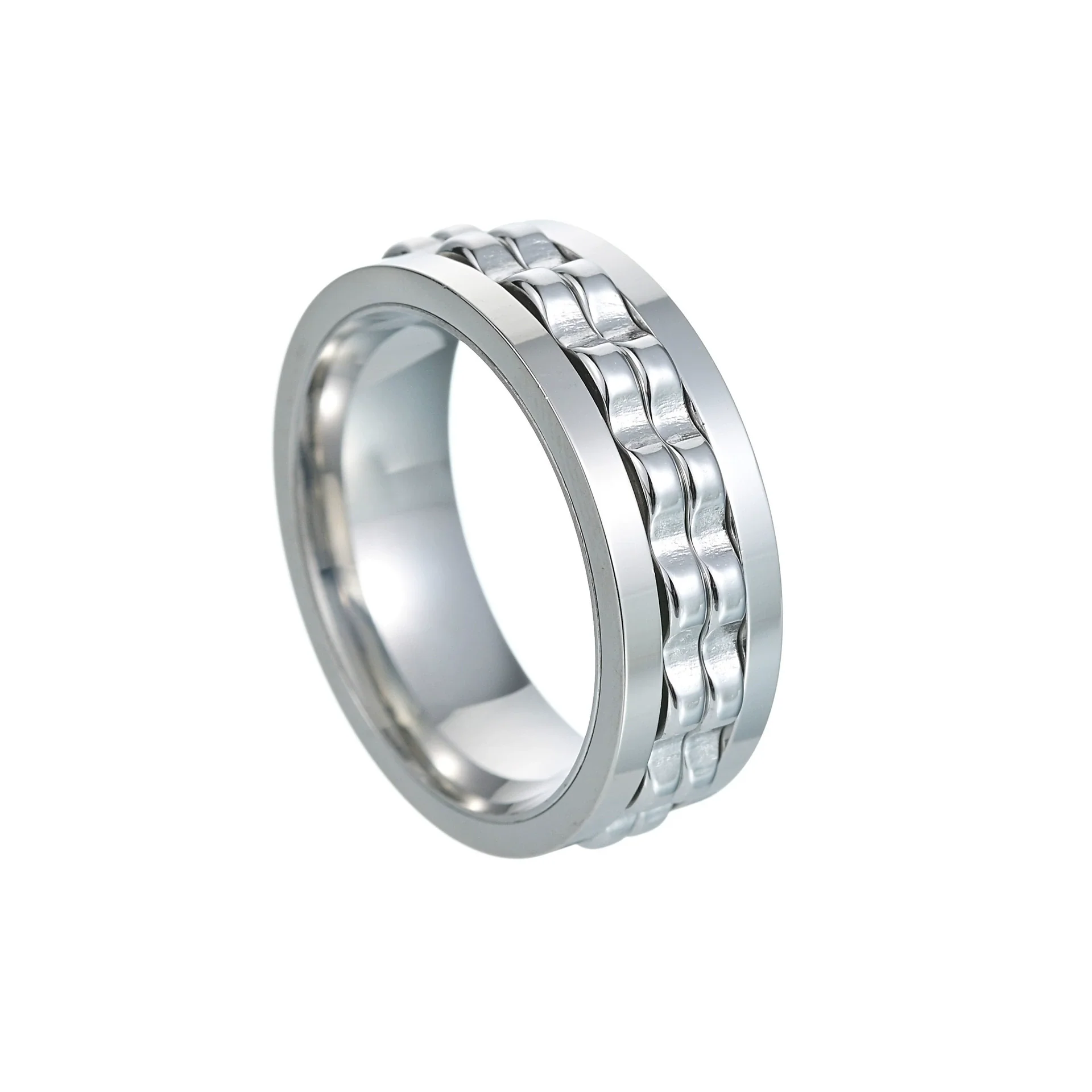 Wholesale Jewelry Titanium Steel Multicolor Geometric Rotation Decompression Unisex Ring Electroplated - Image 5