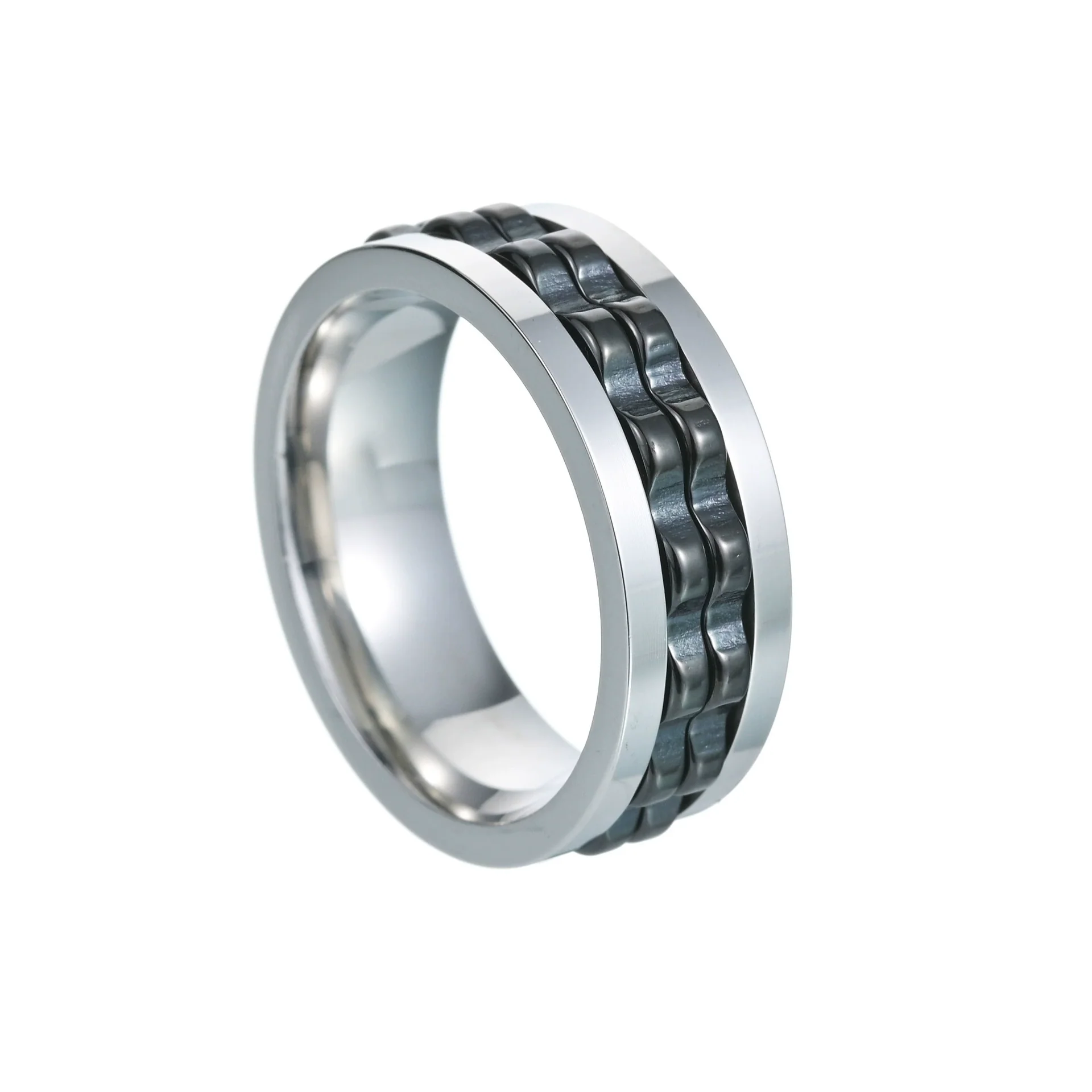 Wholesale Jewelry Titanium Steel Multicolor Geometric Rotation Decompression Unisex Ring Electroplated - Image 6