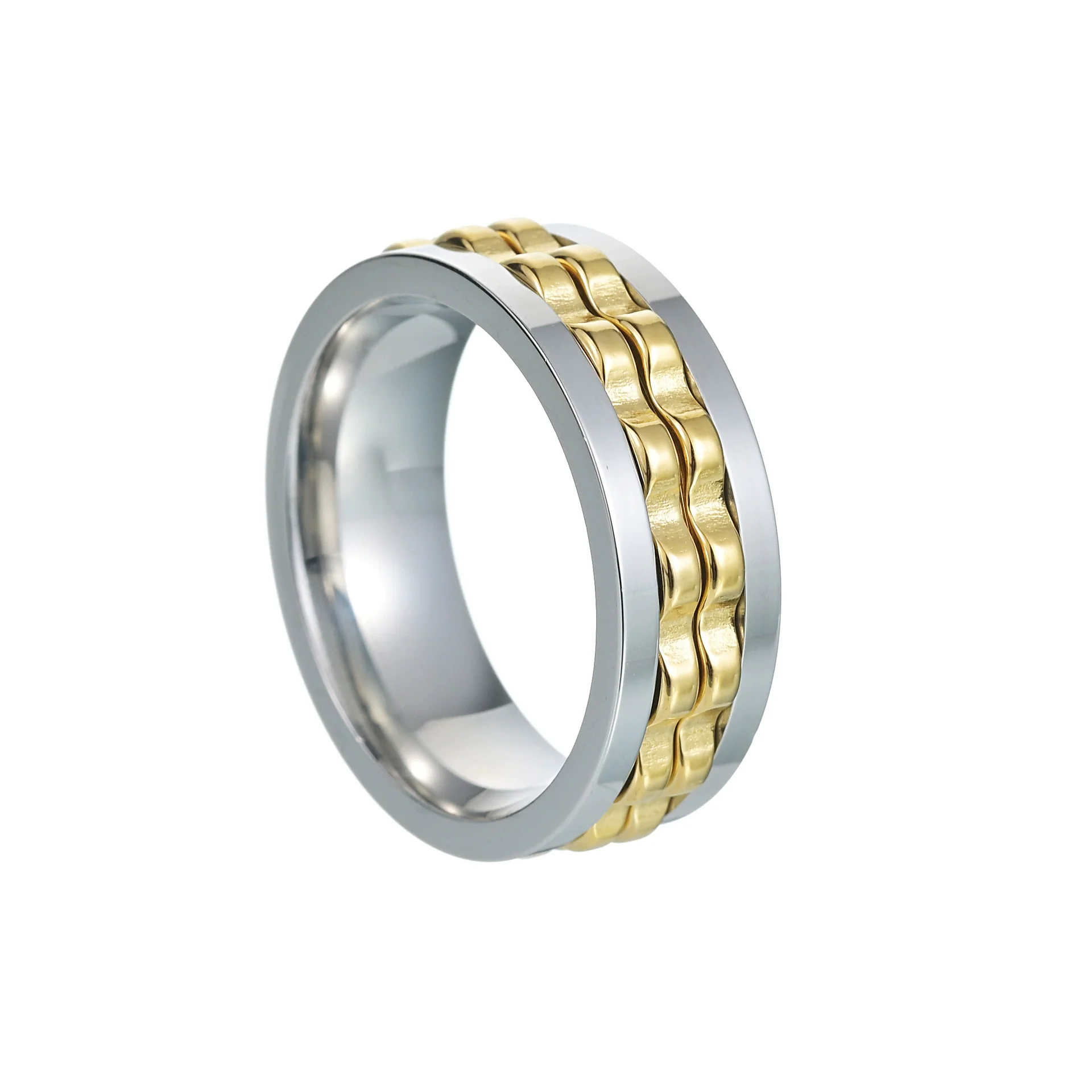 Wholesale Jewelry Titanium Steel Multicolor Geometric Rotation Decompression Unisex Ring Electroplated - Image 7