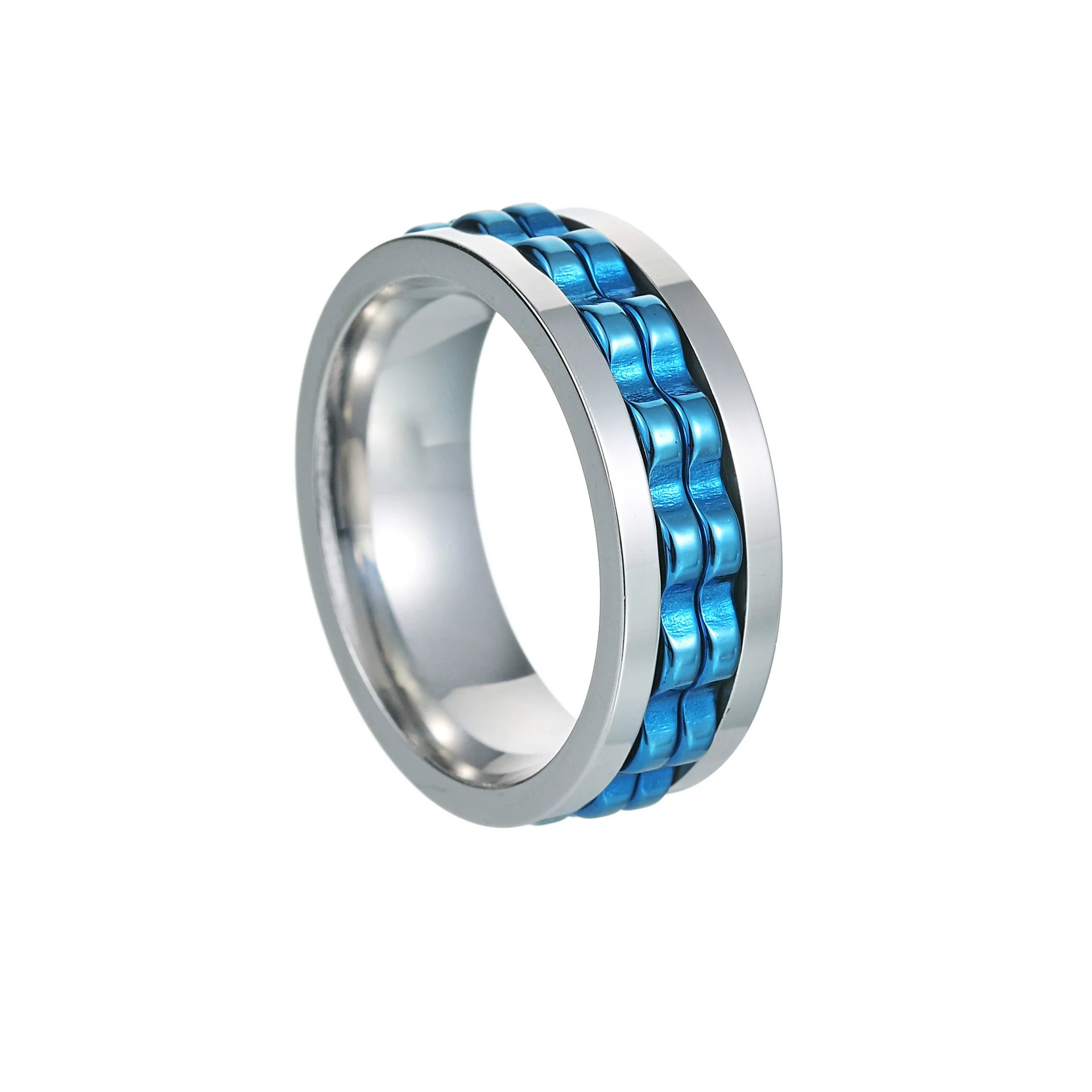 Wholesale Jewelry Titanium Steel Multicolor Geometric Rotation Decompression Unisex Ring Electroplated - Image 8