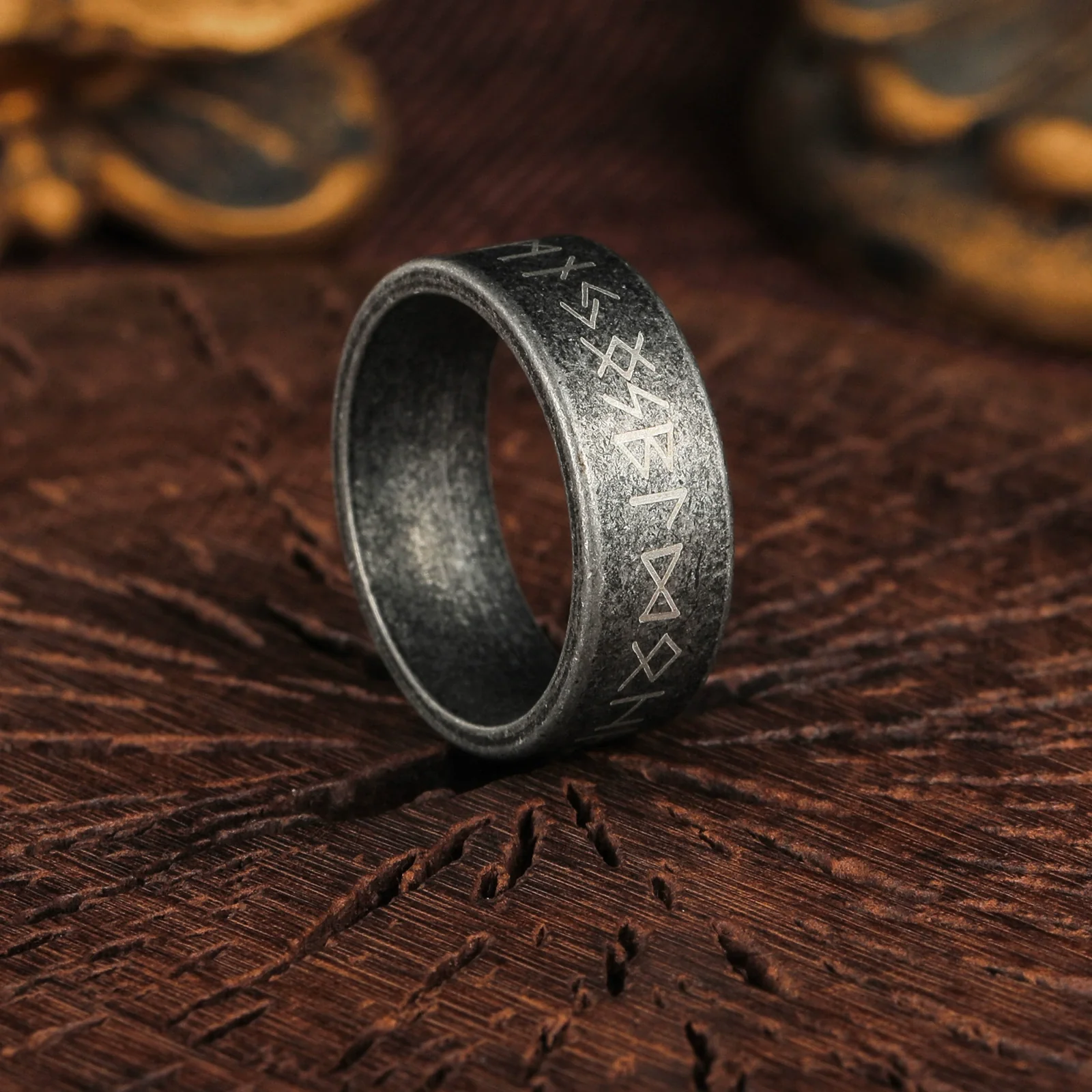 Wholesale Jewelry Titanium Steel Ring Distressed Style With Viking Loon Rune Letters Numbers Text Unisex - Image 2
