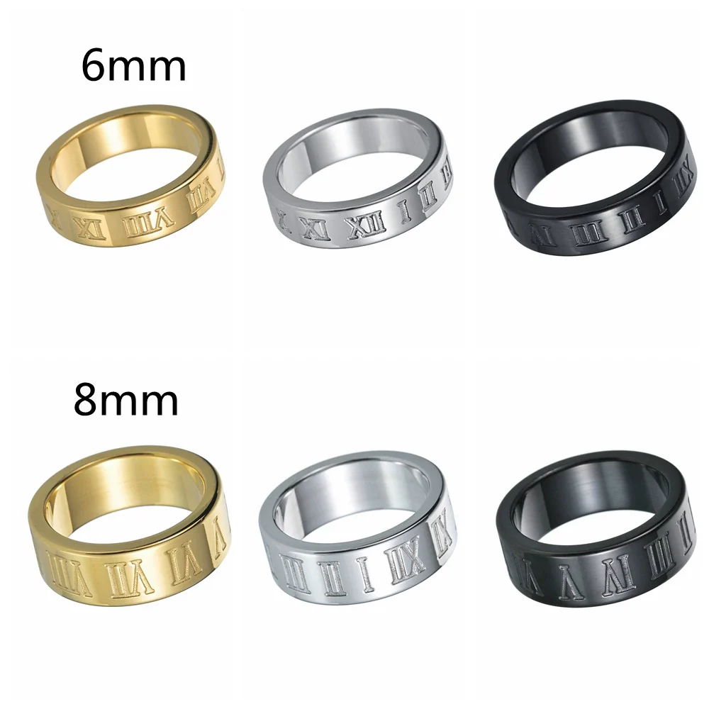 Wholesale Jewelry Titanium Steel Ring With Letters Numbers Text Pattern Vacuum Plating - Image 5
