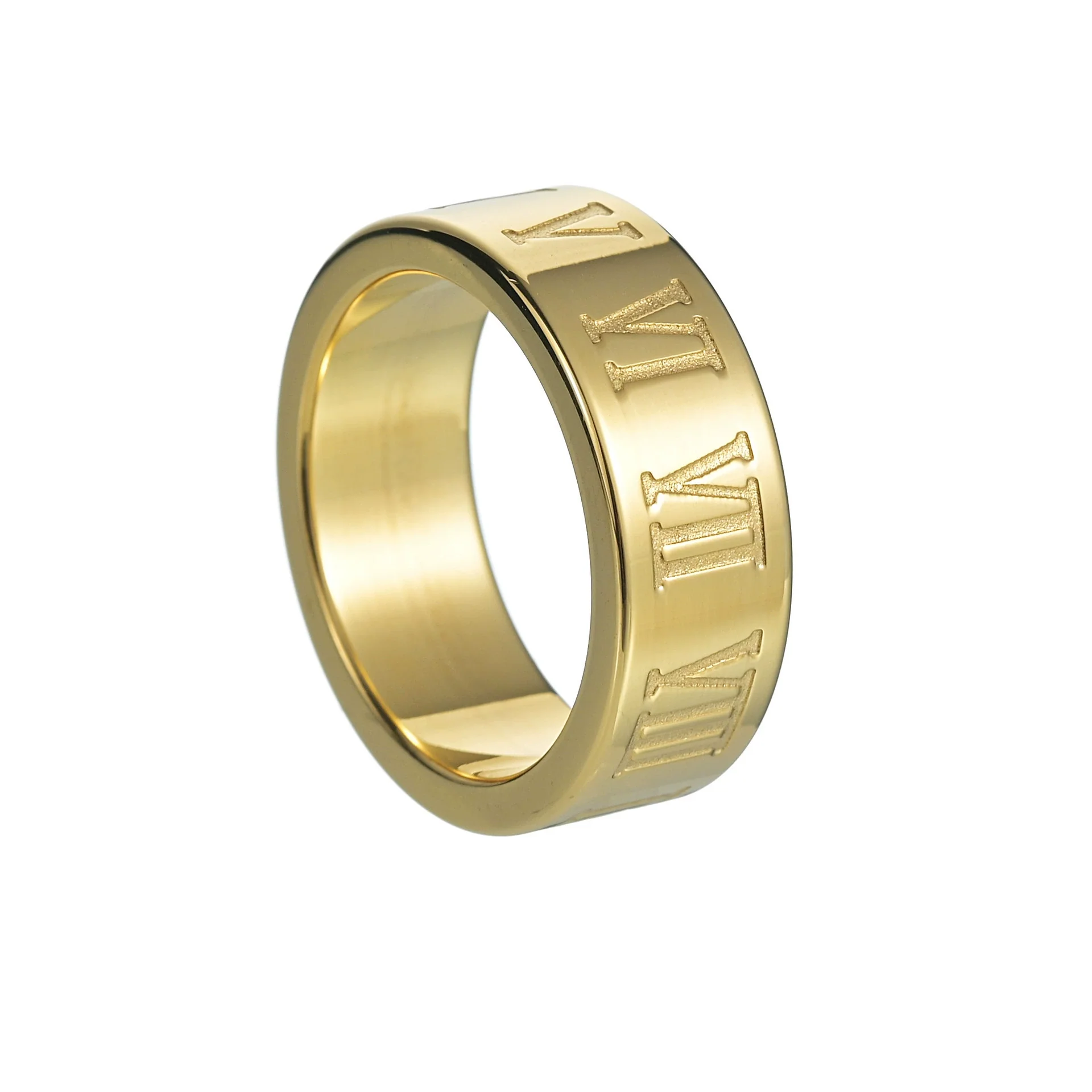 Wholesale Jewelry Titanium Steel Ring With Letters Numbers Text Pattern Vacuum Plating - Image 6