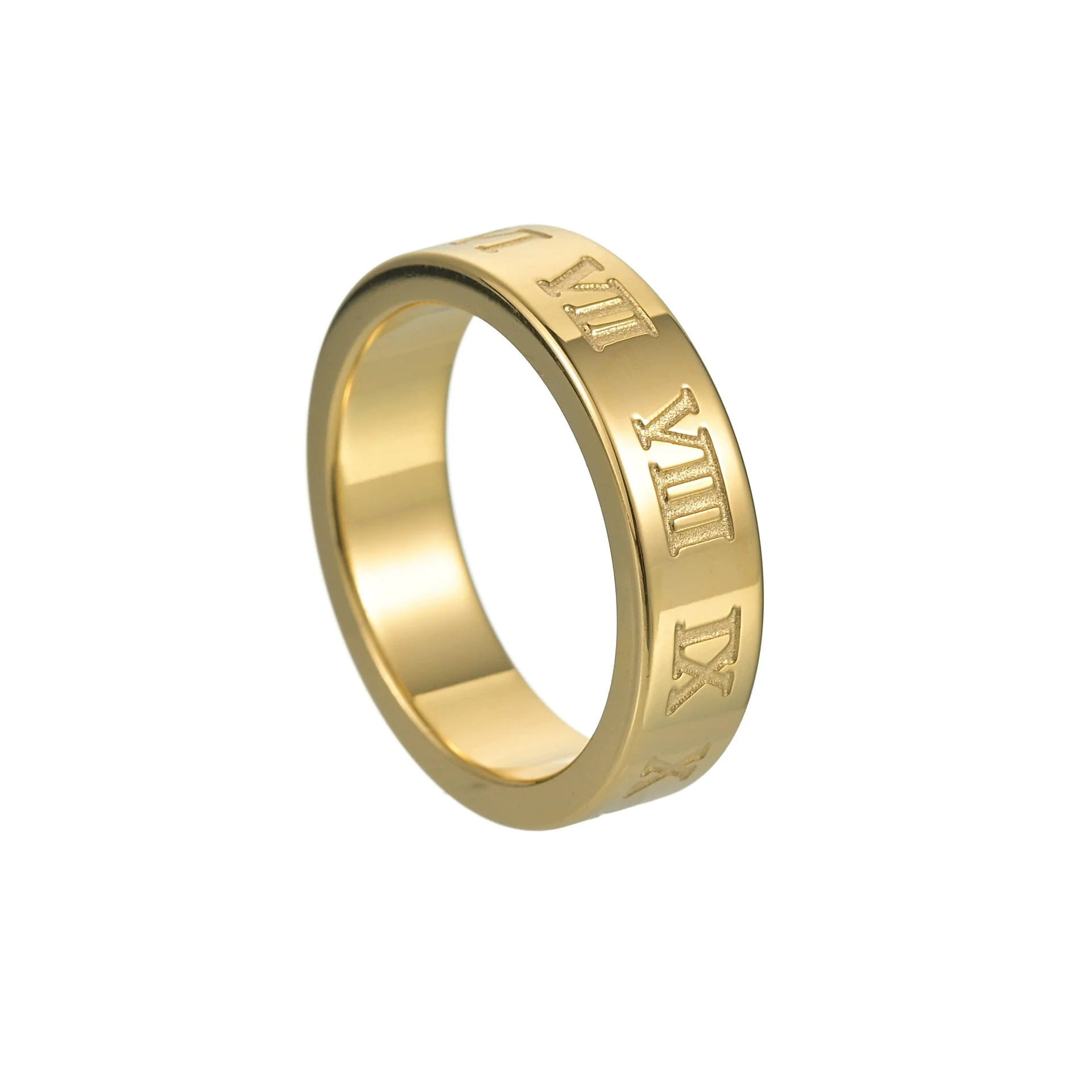 Wholesale Jewelry Titanium Steel Ring With Letters Numbers Text Pattern Vacuum Plating - Image 9