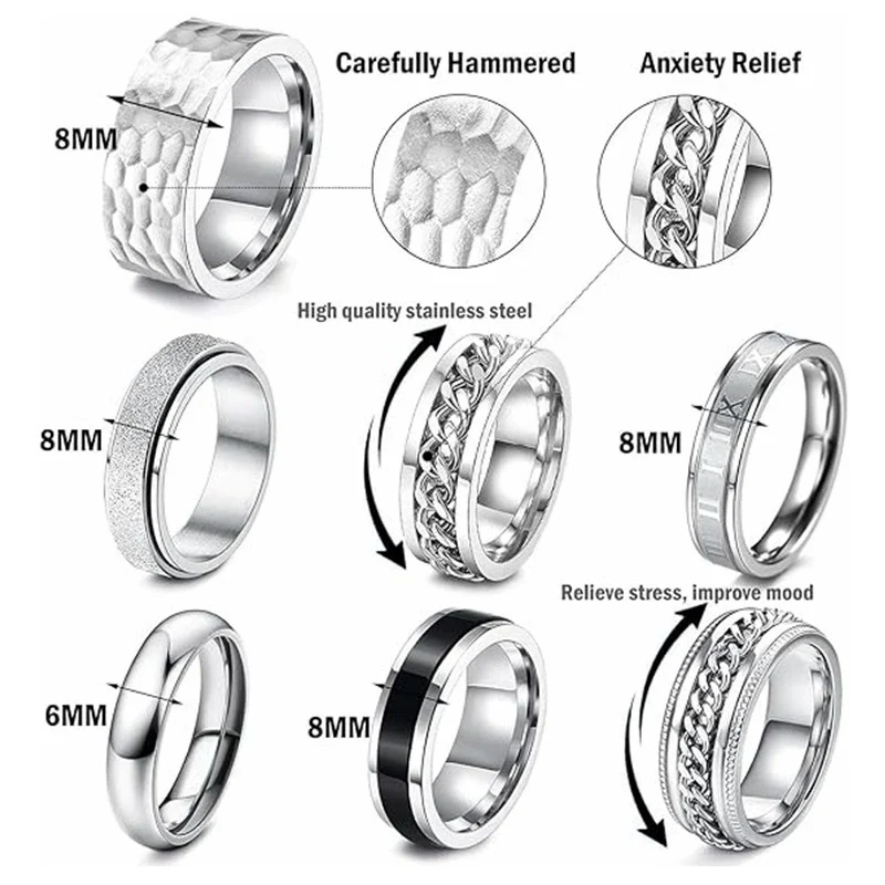 Wholesale Jewelry Titanium Steel Unisex Ring With Letters Numbers Text Vacuum Plating - Image 5