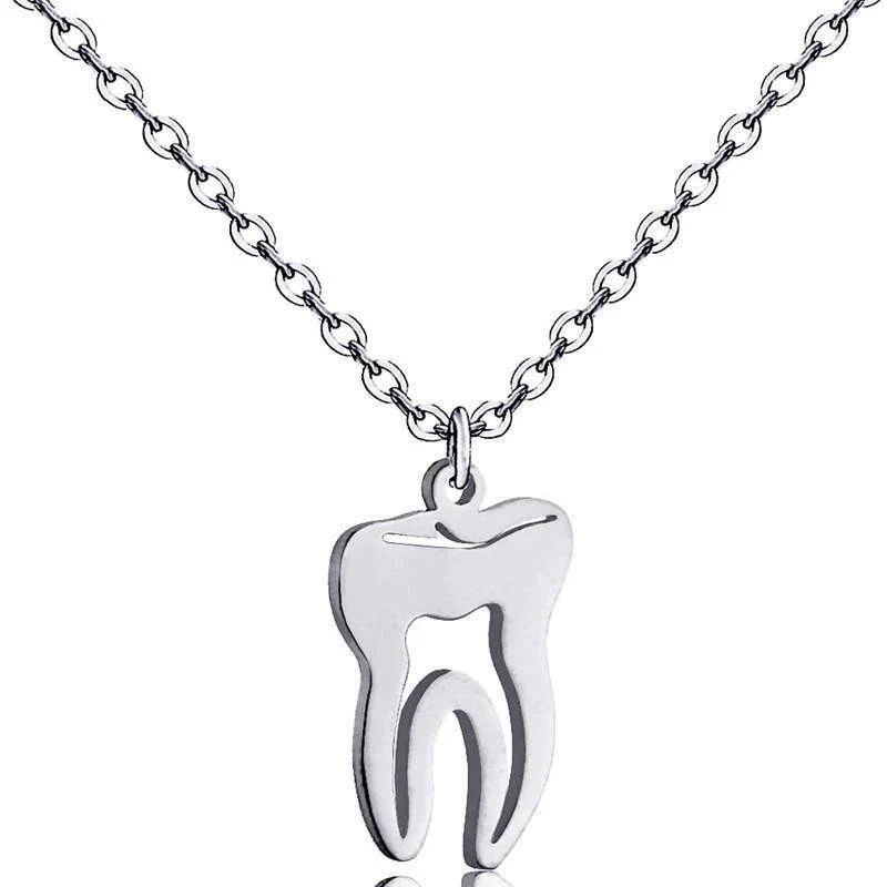Wholesale Jewelry Tooth Pendant Human Organ Style Titanium Steel And Stainless Steel Geometric Electroplated Unisex Necklace - Image 7