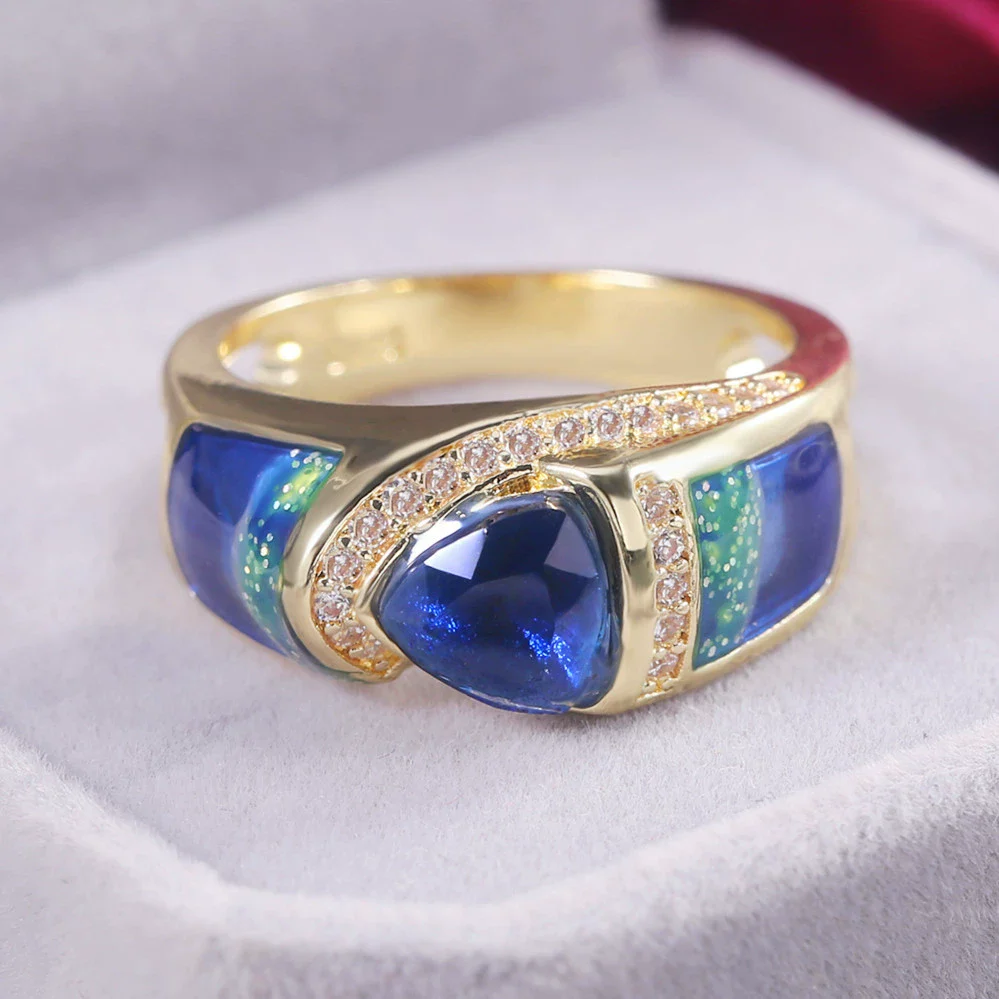 Wholesale Jewelry Unisex Copper Ring With Geometric Design Set With Zircon - Image 3