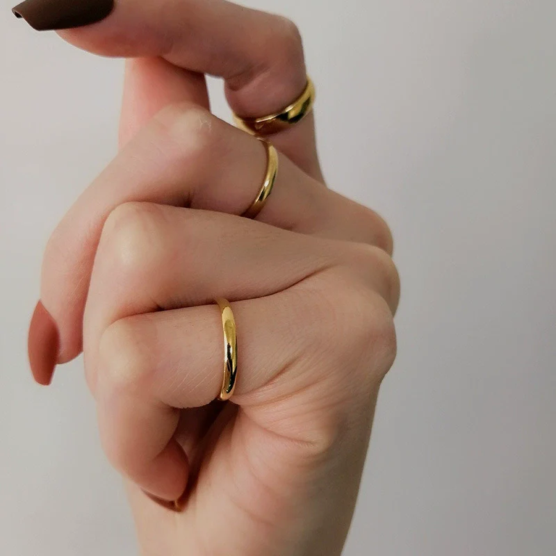 Wholesale Jewelry Unisex Couple Ring Geometric Titanium Steel Electroplated Gold Fashion