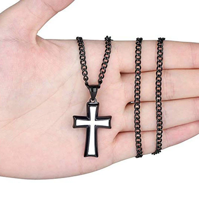 Wholesale Jewelry Unisex Cross Titanium Steel Alloy Pendant Necklace With Geometric Pattern And Electroplating Treatment - Image 6