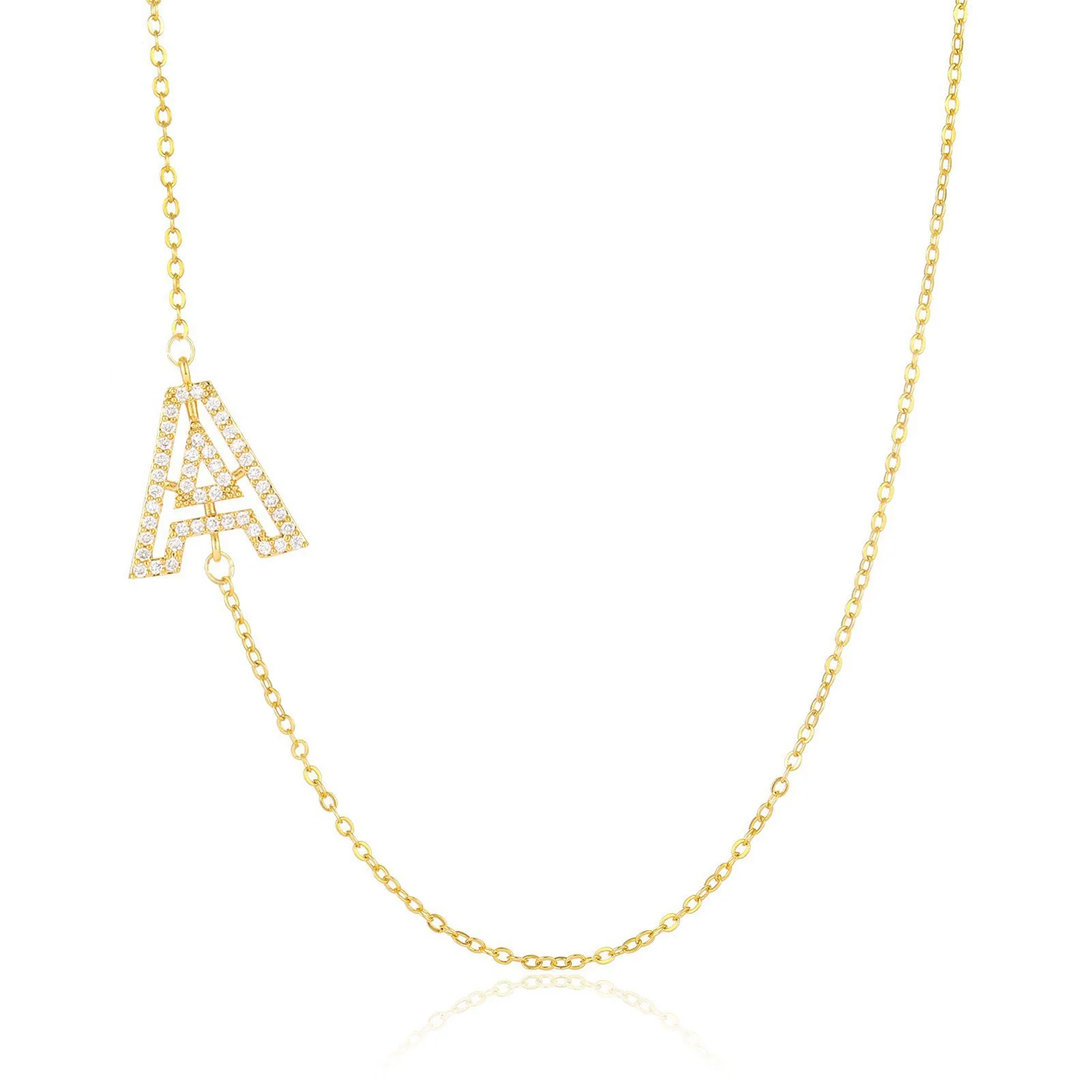 Wholesale Jewelry Women's Clavicle Chain Copper Goldplated Zircon Letter Style - Image 6