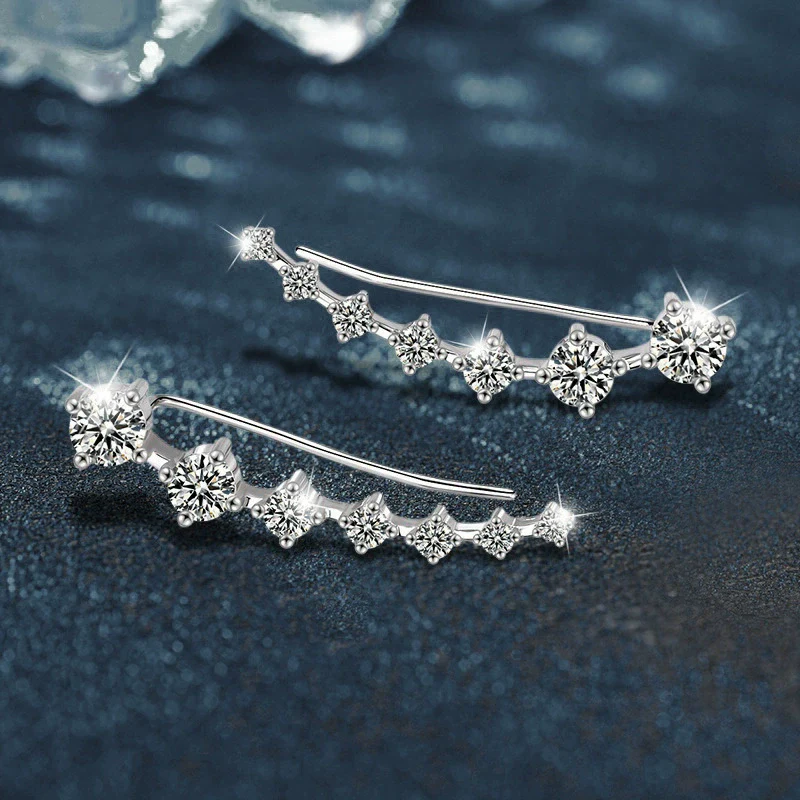 Wholesale Jewelry Women's Fashion Geometric 925 Sterling Silver Moissanite Diamond Earrings - Image 2