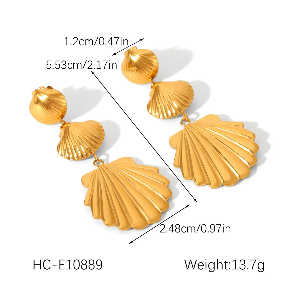 Wholesale Jewelry Women's Geometric Star Pattern Stainless Steel Electroplated Shell And Starfish Earrings - Image 6