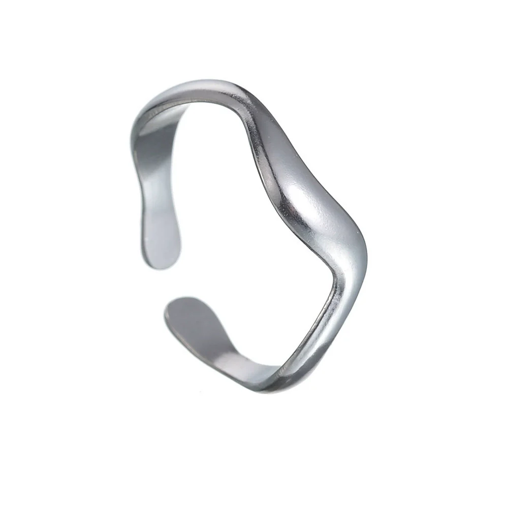 Wholesale Jewelry Women's Titanium Steel Water Wave Open Ring Geometric Electroplated - Image 6
