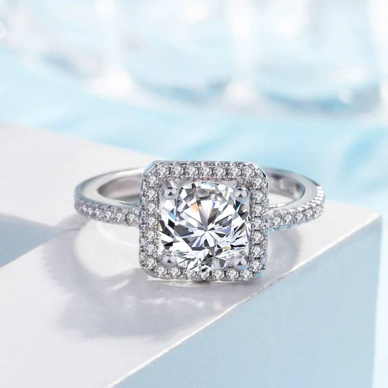 Wholesale Ladies 925 Silver Square Gem Ring With Geometric Design And Electroplating - Image 3