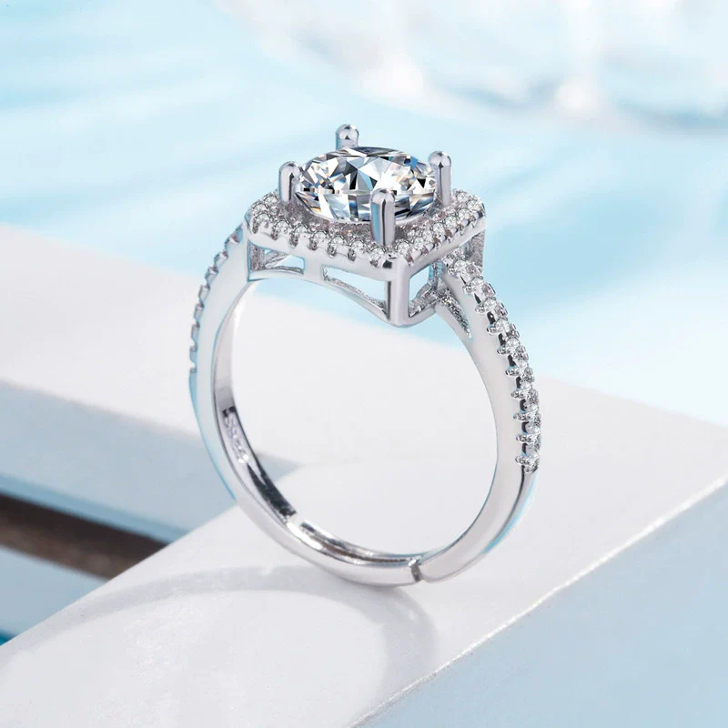 Wholesale Ladies 925 Silver Square Gem Ring With Geometric Design And Electroplating - Image 4