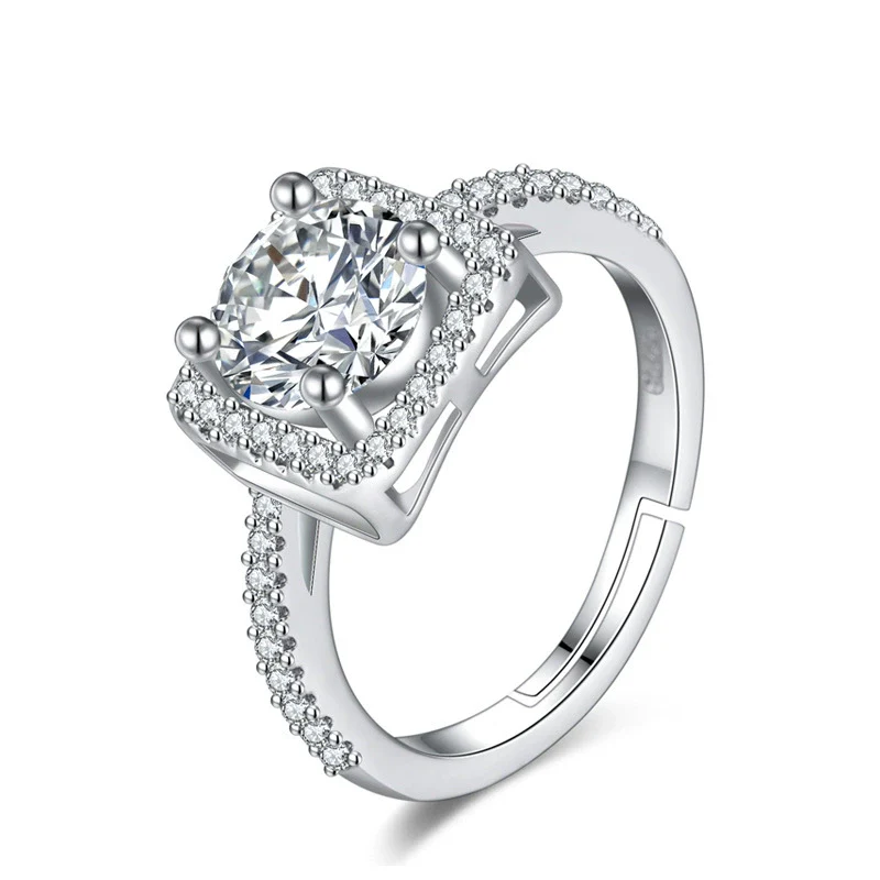 Wholesale Ladies 925 Silver Square Gem Ring With Geometric Design And Electroplating - Image 5