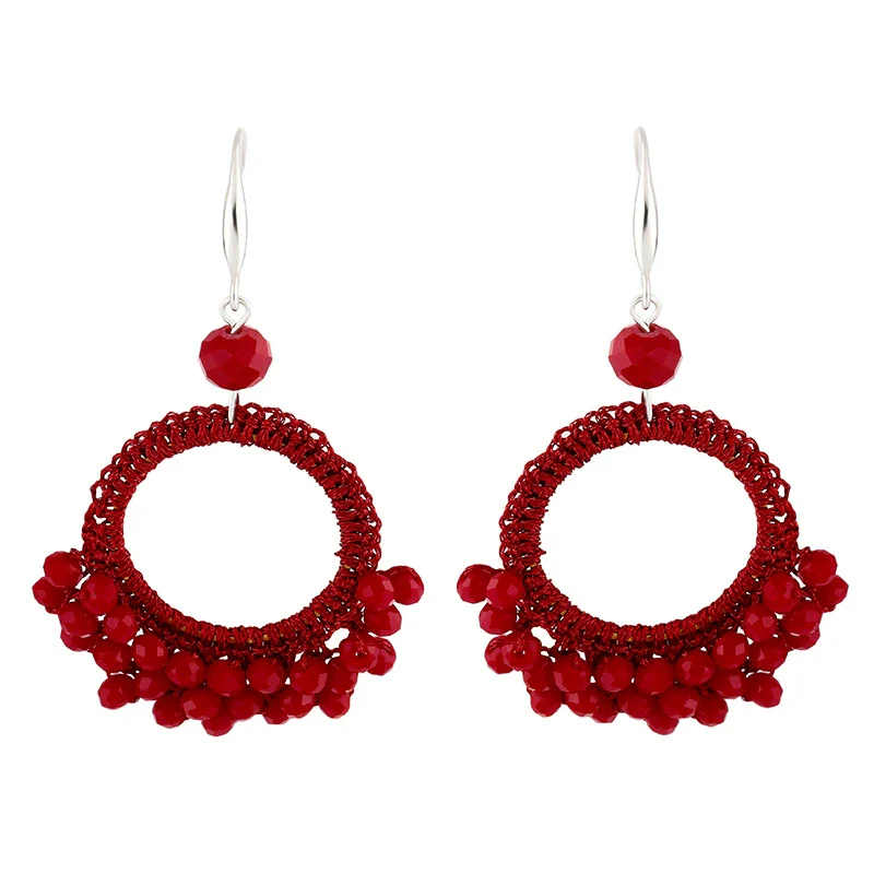 Wholesale Ladies Earrings Retro Handwoven Minimalist Style With Beads Alloy And Geometric Pattern - Image 7