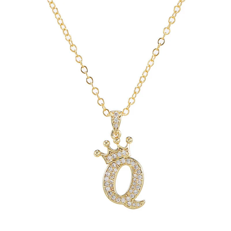 Wholesale Ladies Necklace Copper Inlaid Zircon Alloy Pendant With English Letter Microinlay Style - Image 22