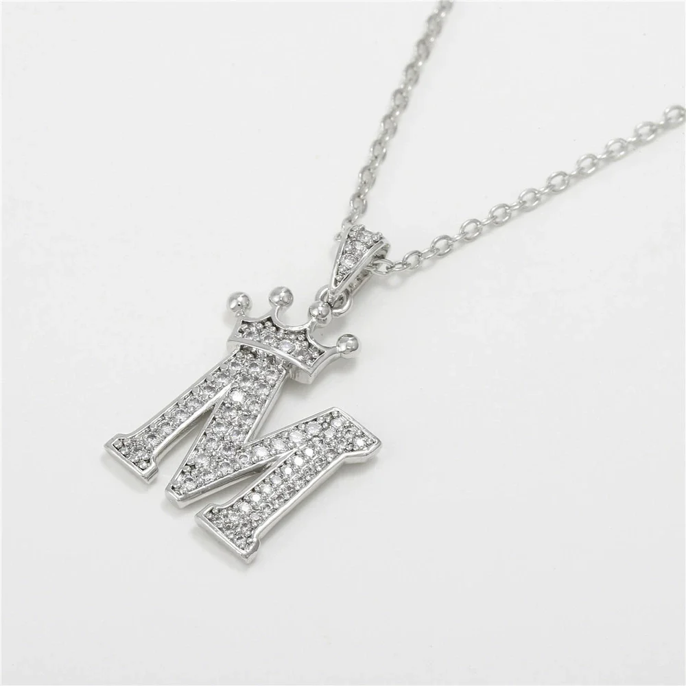 Wholesale Ladies Necklace Copper Inlaid Zircon Alloy Pendant With English Letter Microinlay Style - Image 44