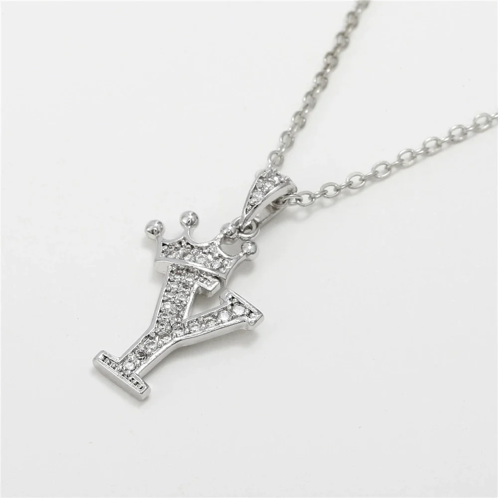 Wholesale Ladies Necklace Copper Inlaid Zircon Alloy Pendant With English Letter Microinlay Style - Image 56
