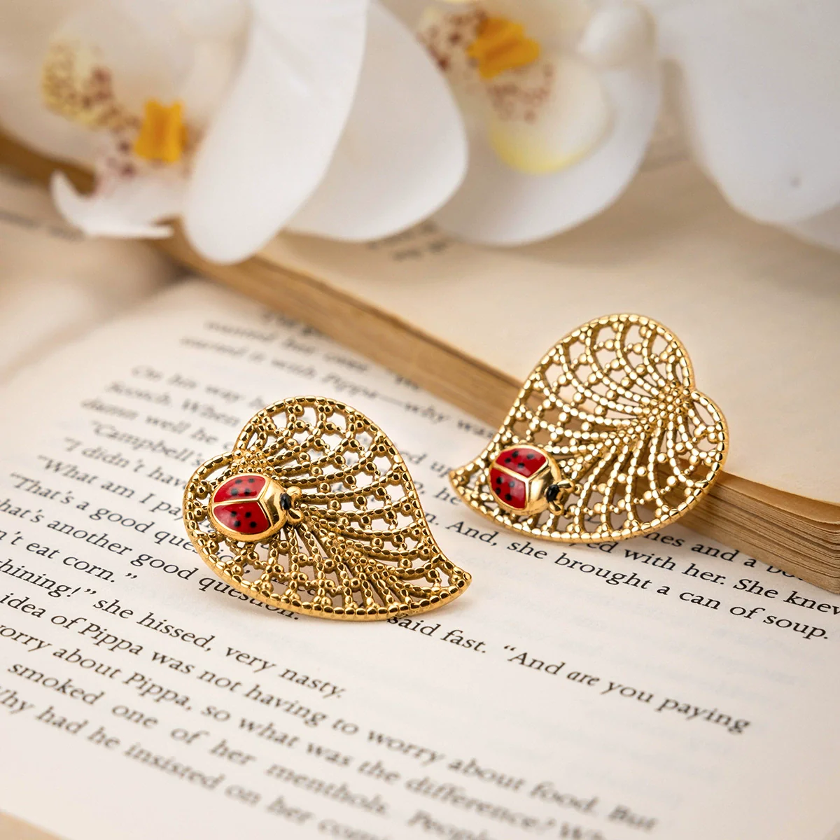 Wholesale Ladybug Insect Shape Electroplated Stainless Steel Earrings For Women Ins Style Jewelry - Image 4
