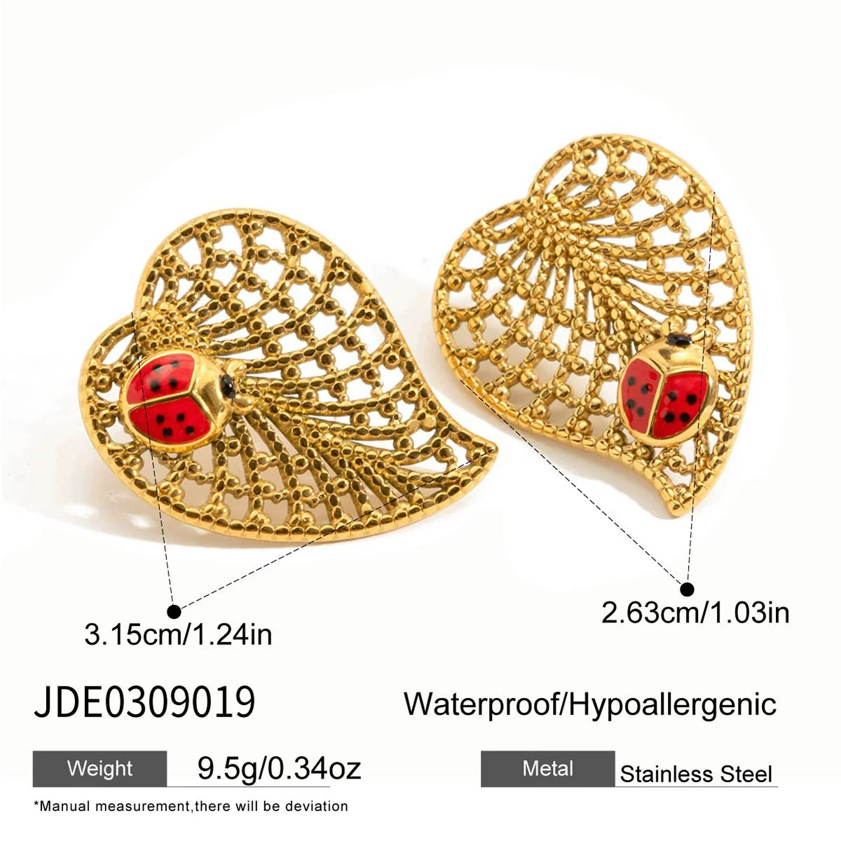 Wholesale Ladybug Insect Shape Electroplated Stainless Steel Earrings For Women Ins Style Jewelry - Image 6