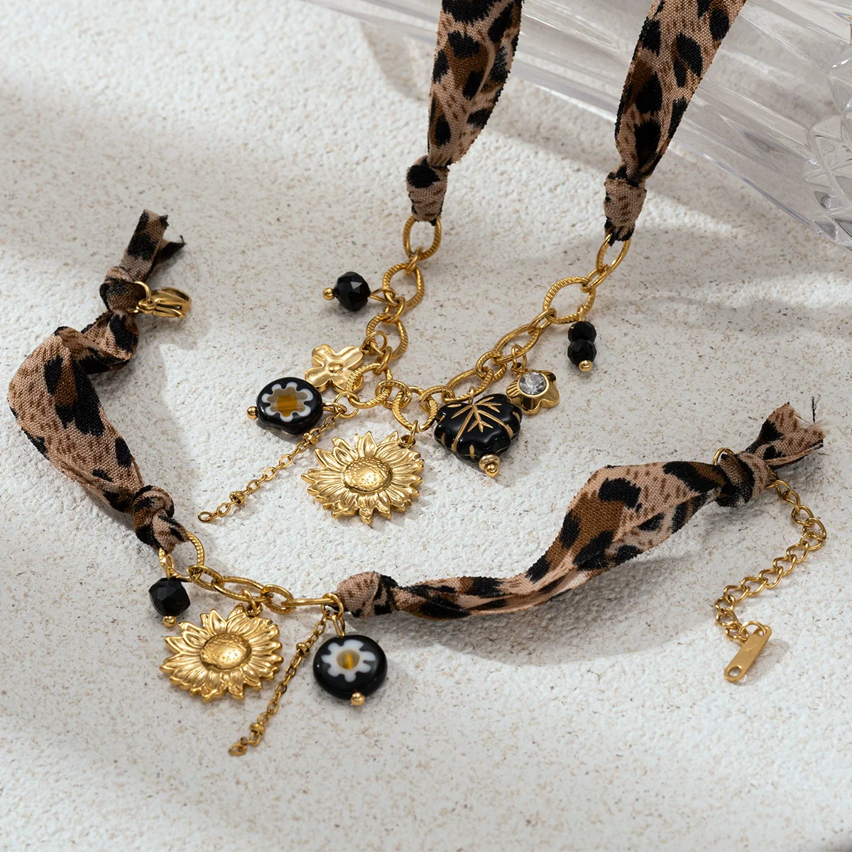 Wholesale Leopard Print Stainless Steel And Titanium Steel Electroplated Pendant Necklace And Accessories Set For Women - Image 3