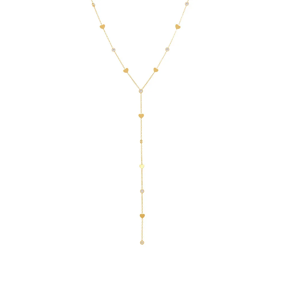 Wholesale Light Luxury Electroplated Stainless Steel And Zircon Inlaid Geometric Ferris Wheel Design Long Yshaped Tassel Necklace For Women - Image 5