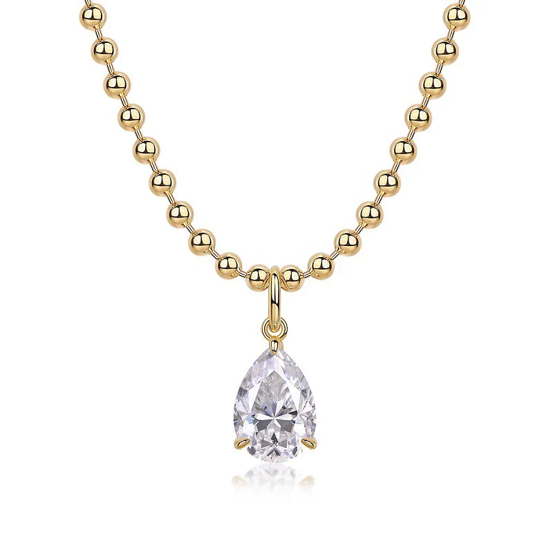 Wholesale Light Luxury Fashion Moissanite Inlaid Geometric 925 Silver Pendant Necklace For Women - Image 4