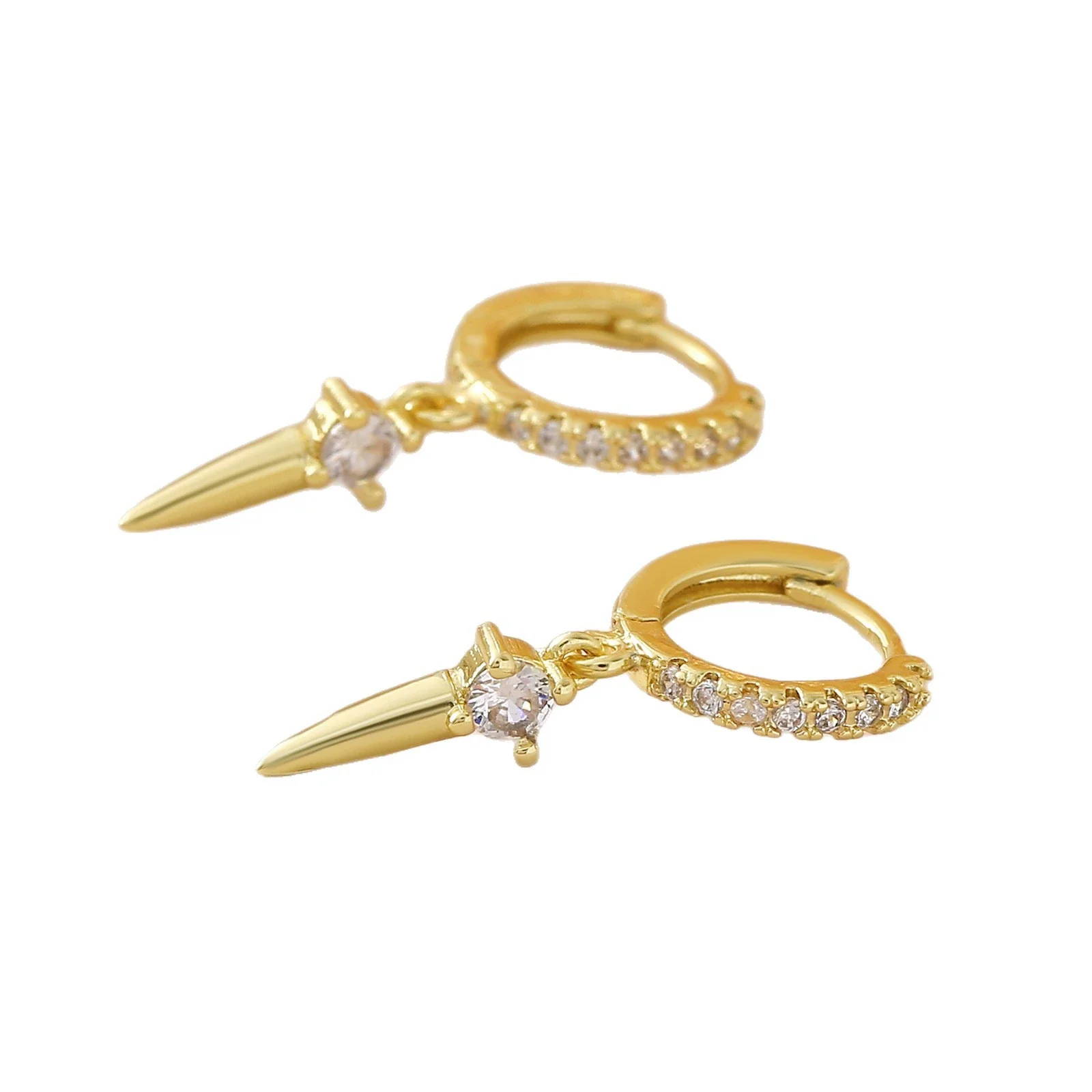 Wholesale Light Luxury Geometric Copper Electroplated 18K Gold Zircon Studded Hoop Earrings For Women - Image 5