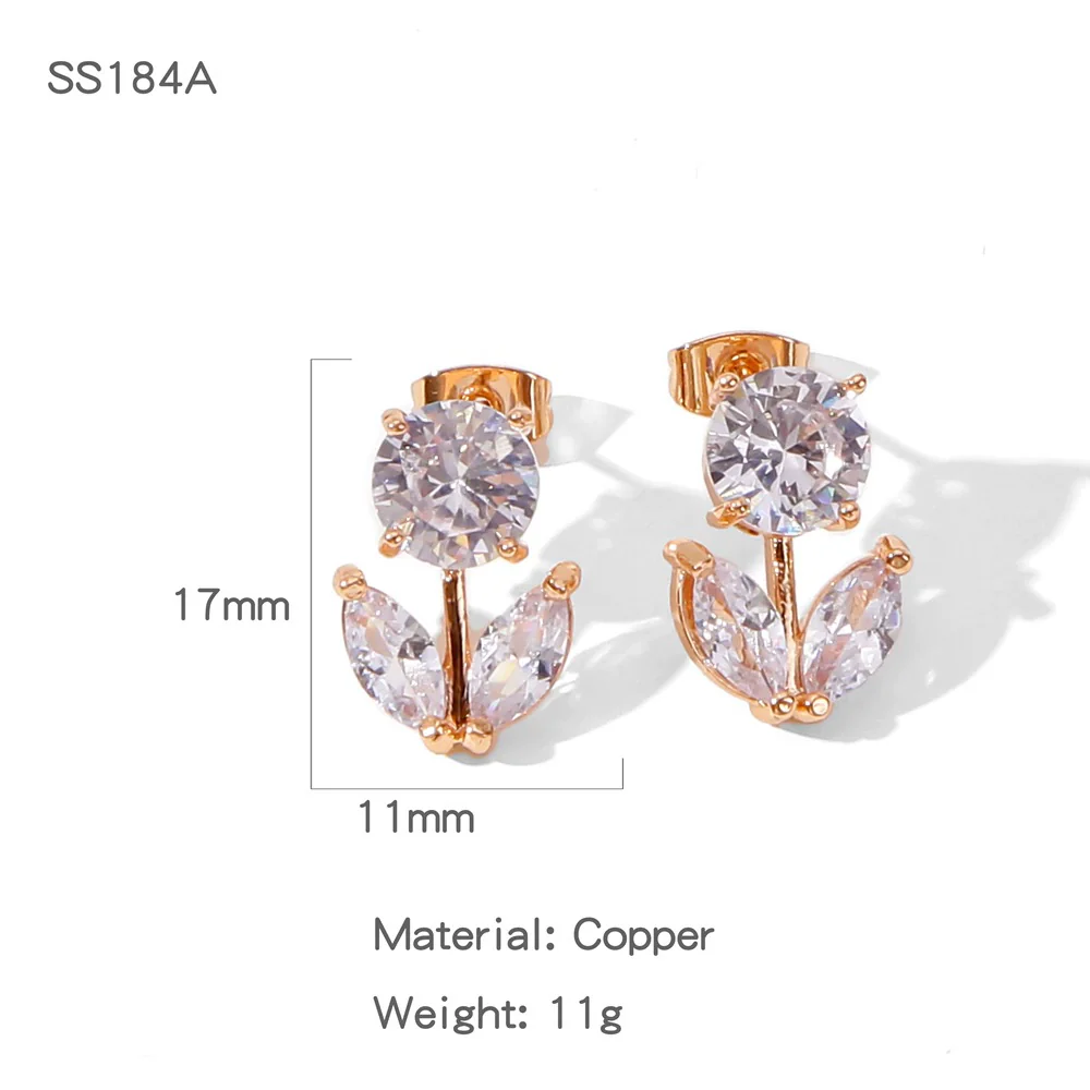 Wholesale Light Luxury Geometric Copper Electroplated Diamondstudded Women's Earrings - Image 10