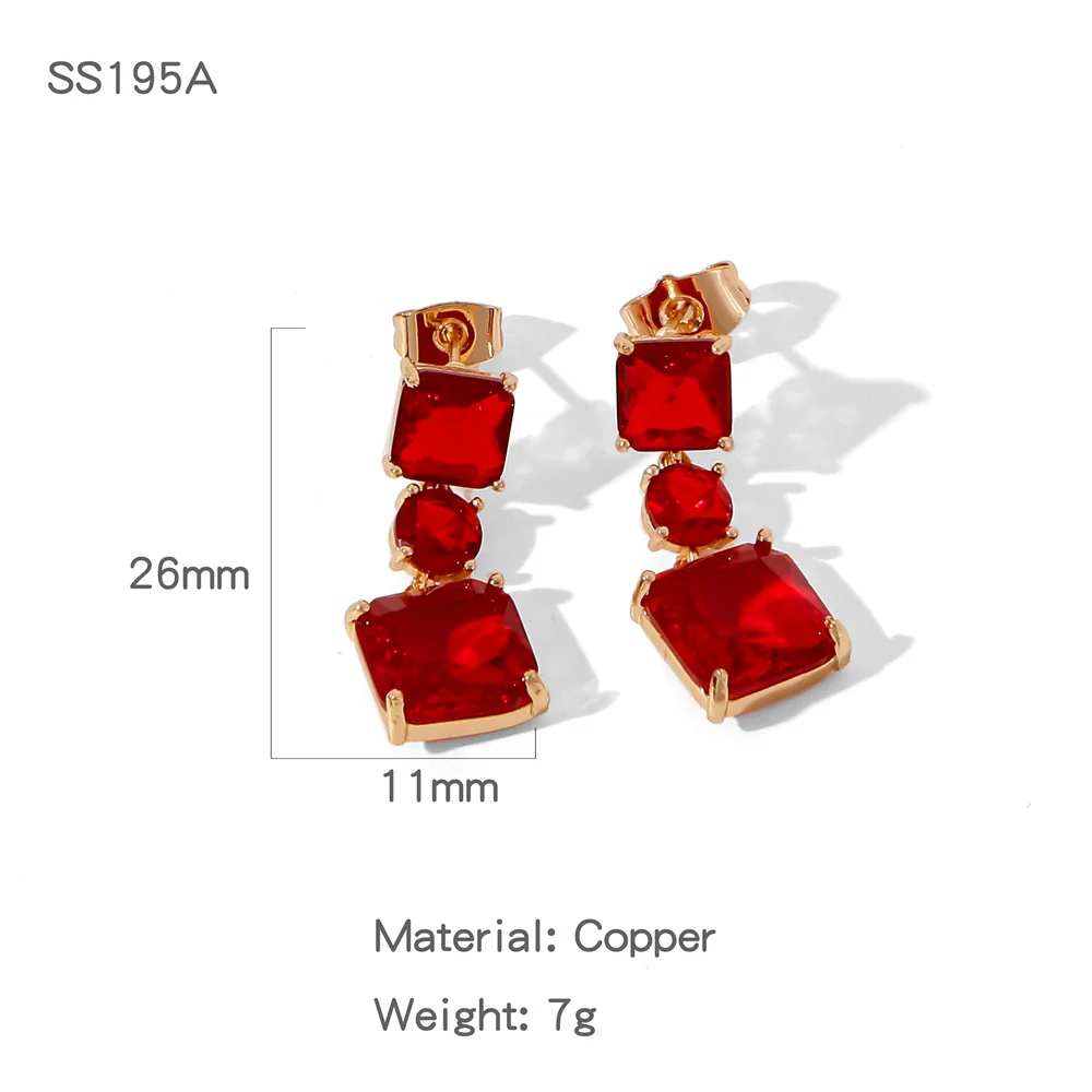 Wholesale Light Luxury Geometric Copper Electroplated Diamondstudded Women's Earrings - Image 11