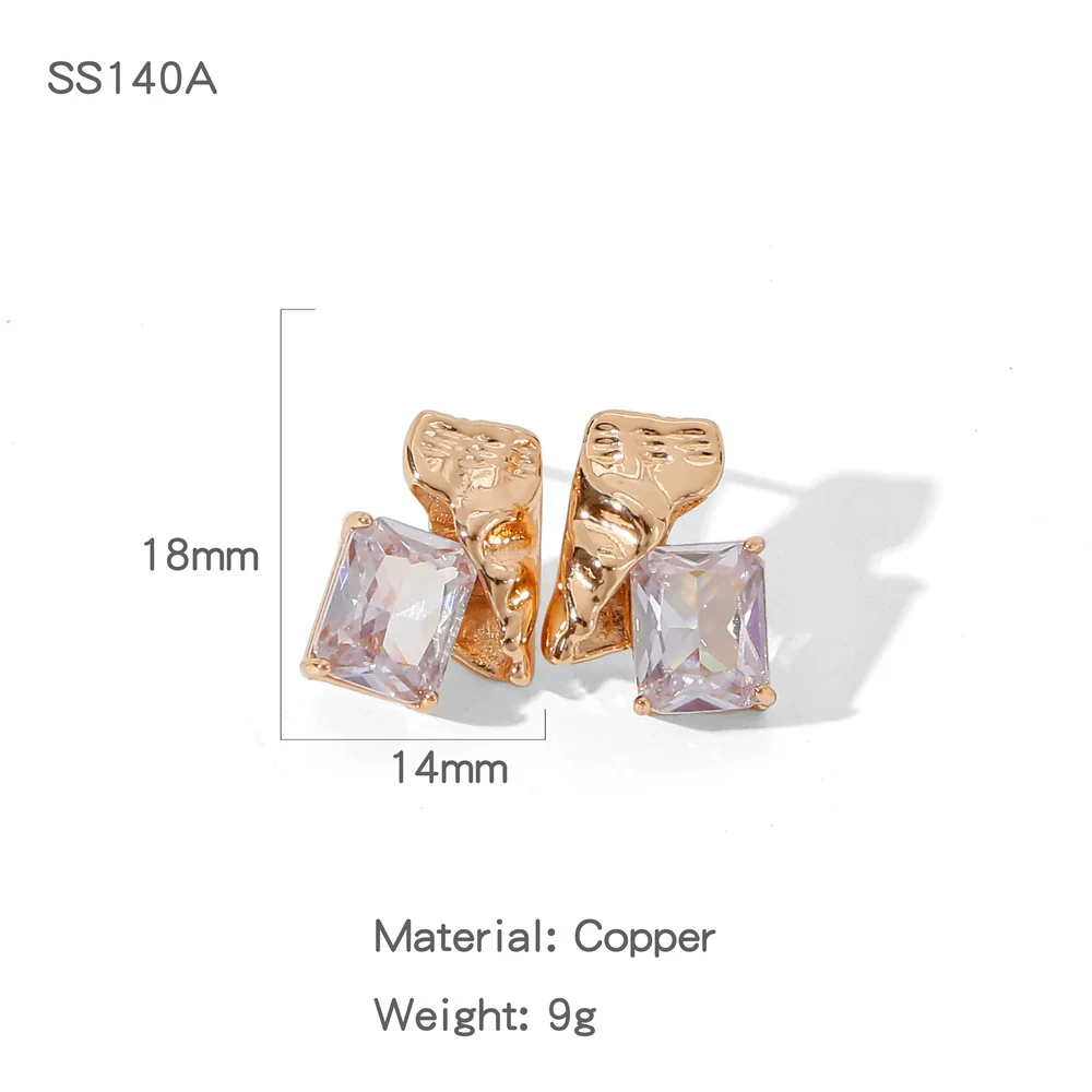 Wholesale Light Luxury Geometric Copper Electroplated Diamondstudded Women's Earrings - Image 9