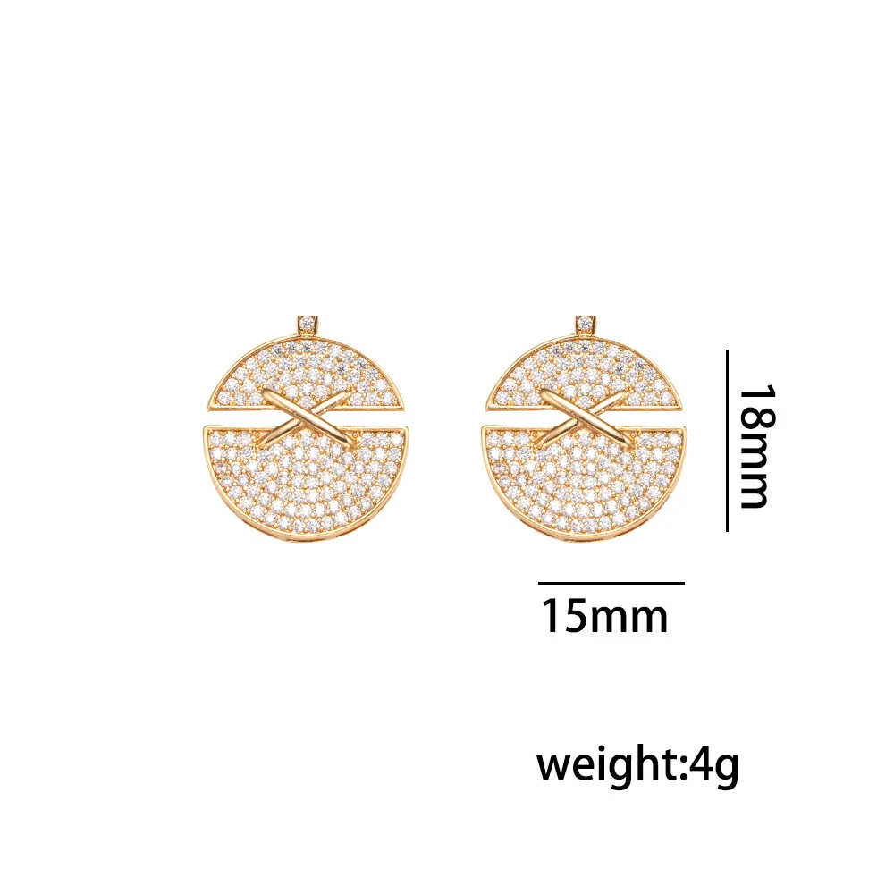 Wholesale Light Luxury Geometric Cross Crown Roman Numerals Diamond Inlay Gold Plated Copper O Word Chain Jewelry Set For Unisex - Image 5