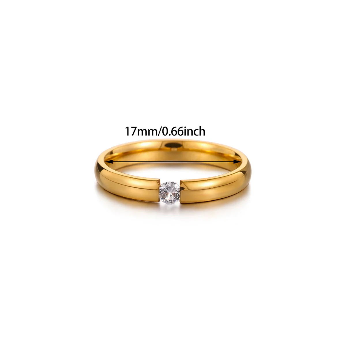 Wholesale Light Luxury Geometric Fruit Shaped Inlaid With Gold Women's Stainless Steel Micropaved Zircon Couple Ring Accessories - Image 5