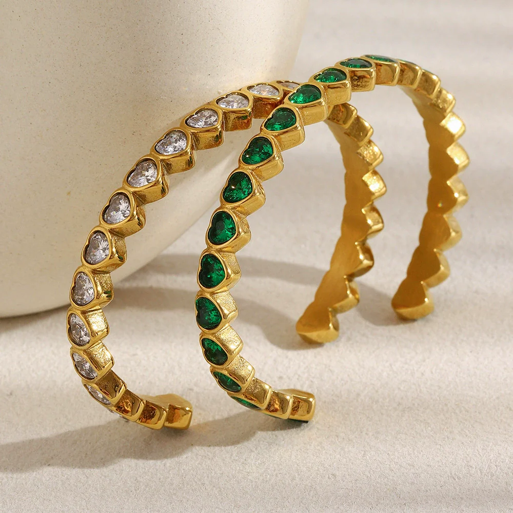 Wholesale Light Luxury Geometric Heart Zirconium Full Diamond Stainless Steel Electroplated Bracelet For Women