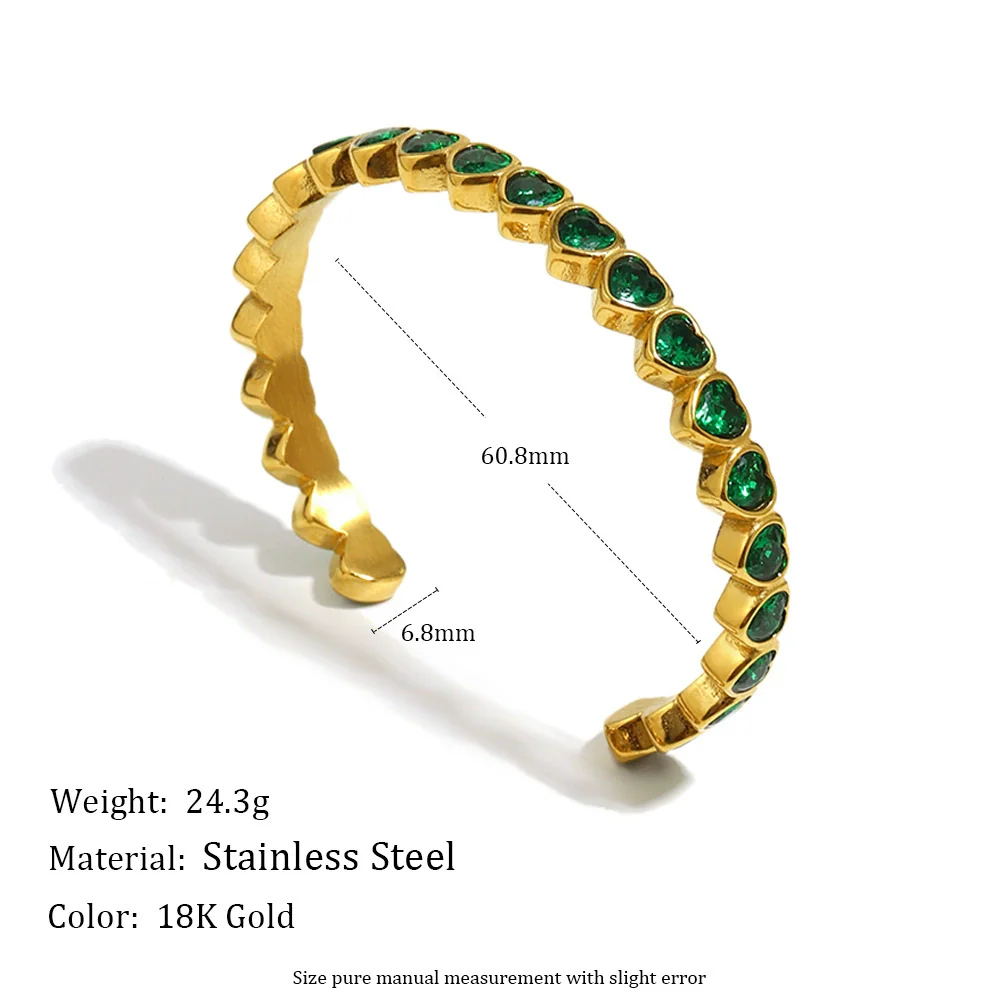 Wholesale Light Luxury Geometric Heart Zirconium Full Diamond Stainless Steel Electroplated Bracelet For Women - Image 2